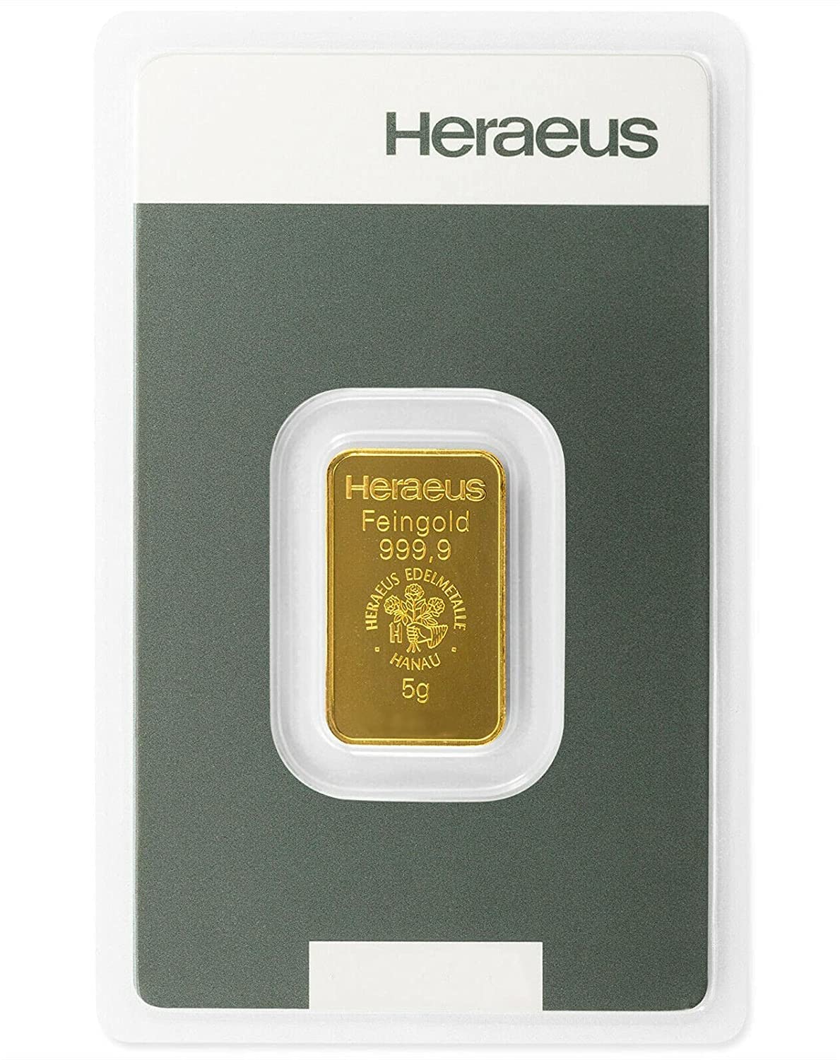 Goldbarren 5 g - 5 Gramm Gold - Heraeus - Feingold 999.9 - Prägefrisch - LBMA Zertifiziert