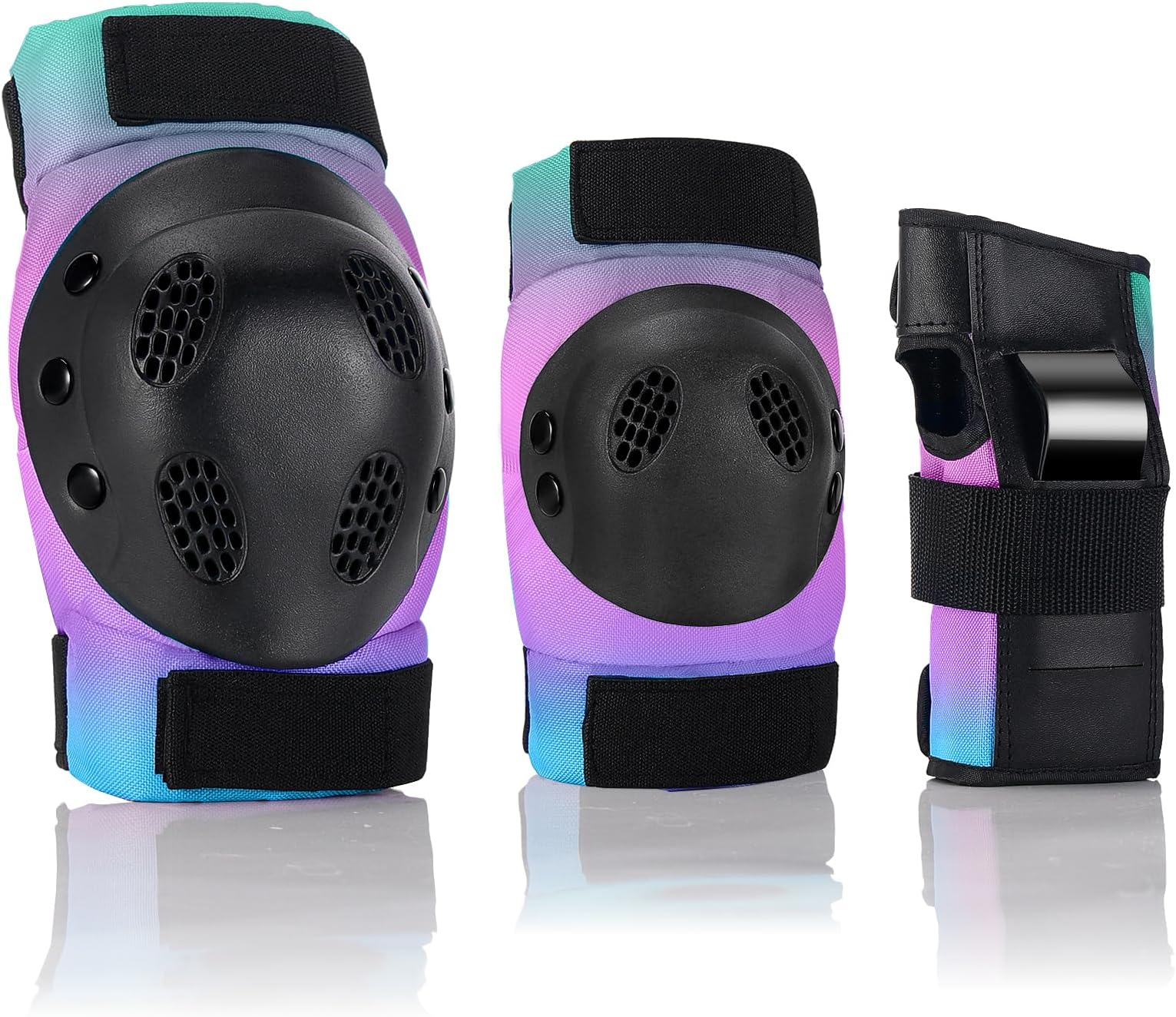 Skateboard Pads Kids/Youth/Adult Shield Elbow Pads and Wrist Guards Protective Gear,Strong Double Straps&Adjustable Easy-Fix Clips for Skateboarding,Rollerblading,ScooterRoller,Skating,Bicycle