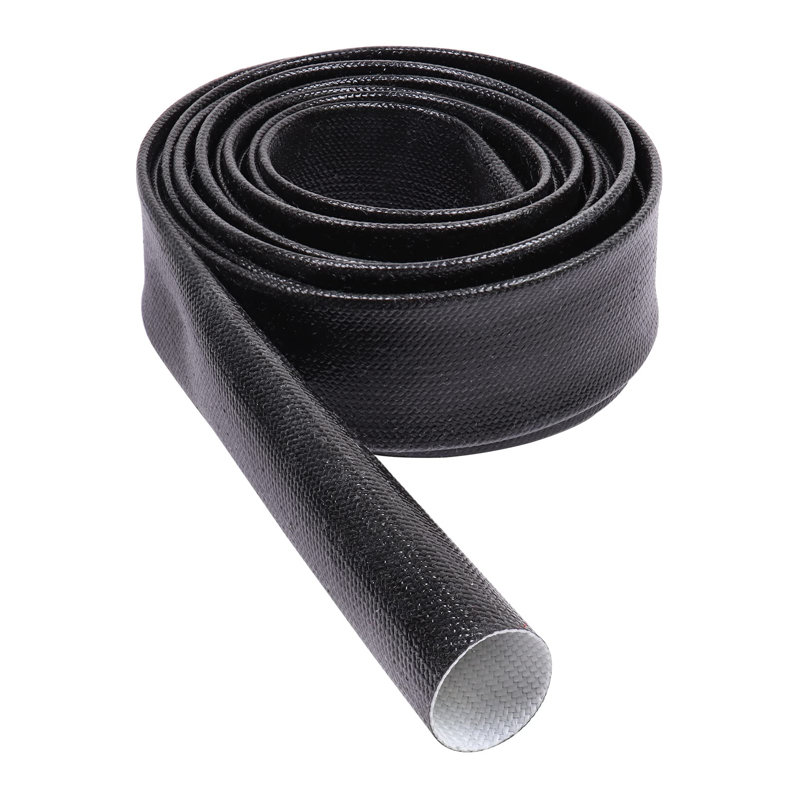 Silicone Fiberglass Sleeve Heat Shield Wire Protective High Temperature Electrical Insulation Self-extinguishing Black (5/16"-9ft)