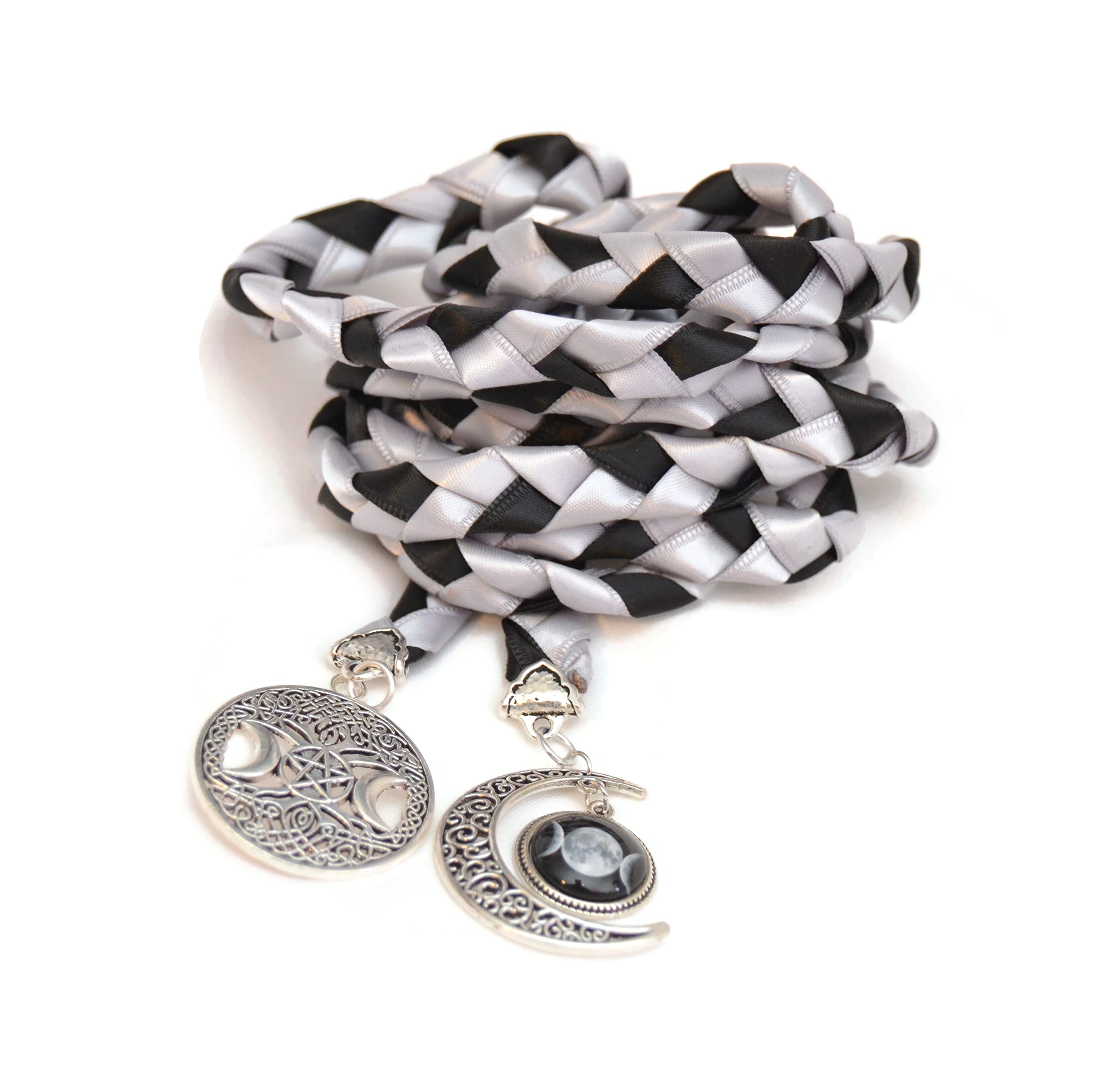 Divinity Braid Silver Black Triple Moon Goddess Wedding Handfasting Cord #Wedding #DivinityBraid #Celtic #Handfasting #Wedding #Pagan #HandfastingCord