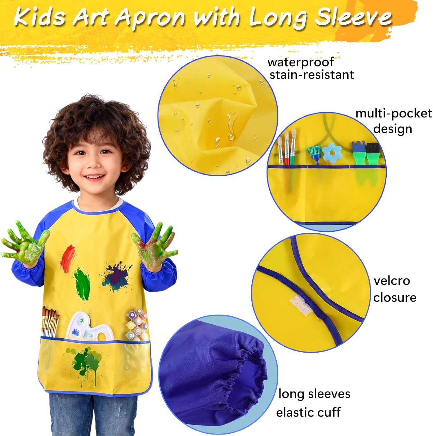 Paint Cups with Lids for Kids, 7pcs Spill Proof Painting Cups with Rotating Holder Toddler Paints Brushes No Spill Paint Cups with Kids Art Smock Paint Containers Art Supplies for Classrooms - Image 7