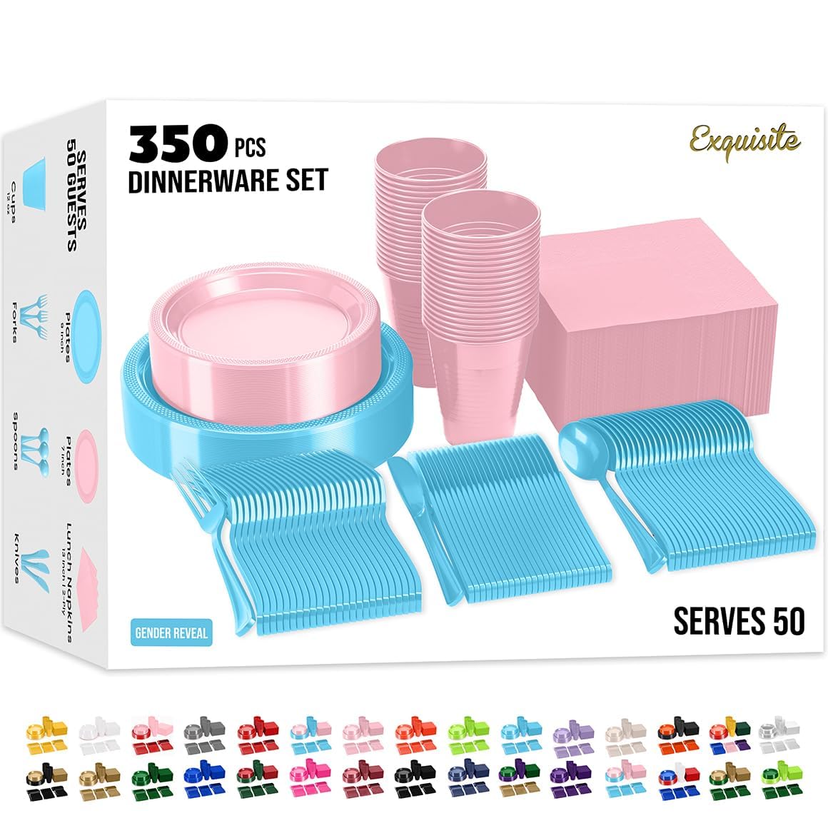 Exquisite 350 Pcs Gender Reveal Plates and Napkins Party Supplies Plate Set