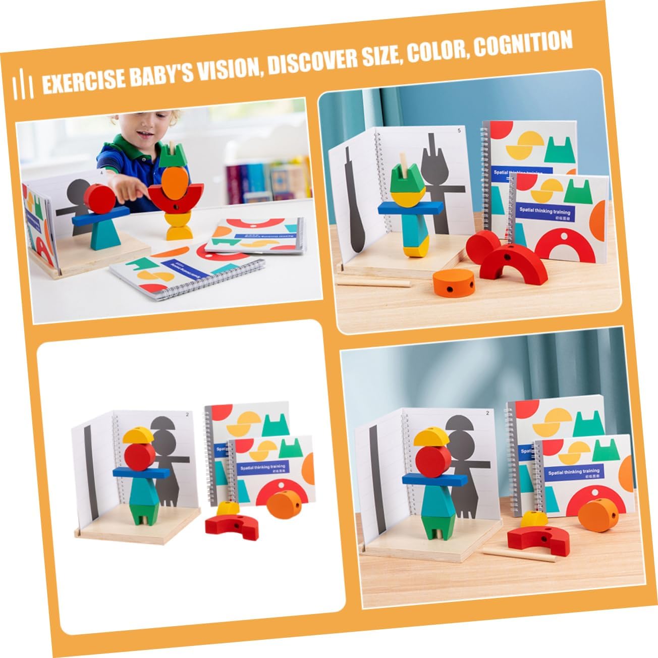 Kisangel 1 Set Montessori Wooden Building Blocks for Fine Motor Skill Activity Educational Blocks for Brain Development and Hand Eye Coordination Sturdy and Odor