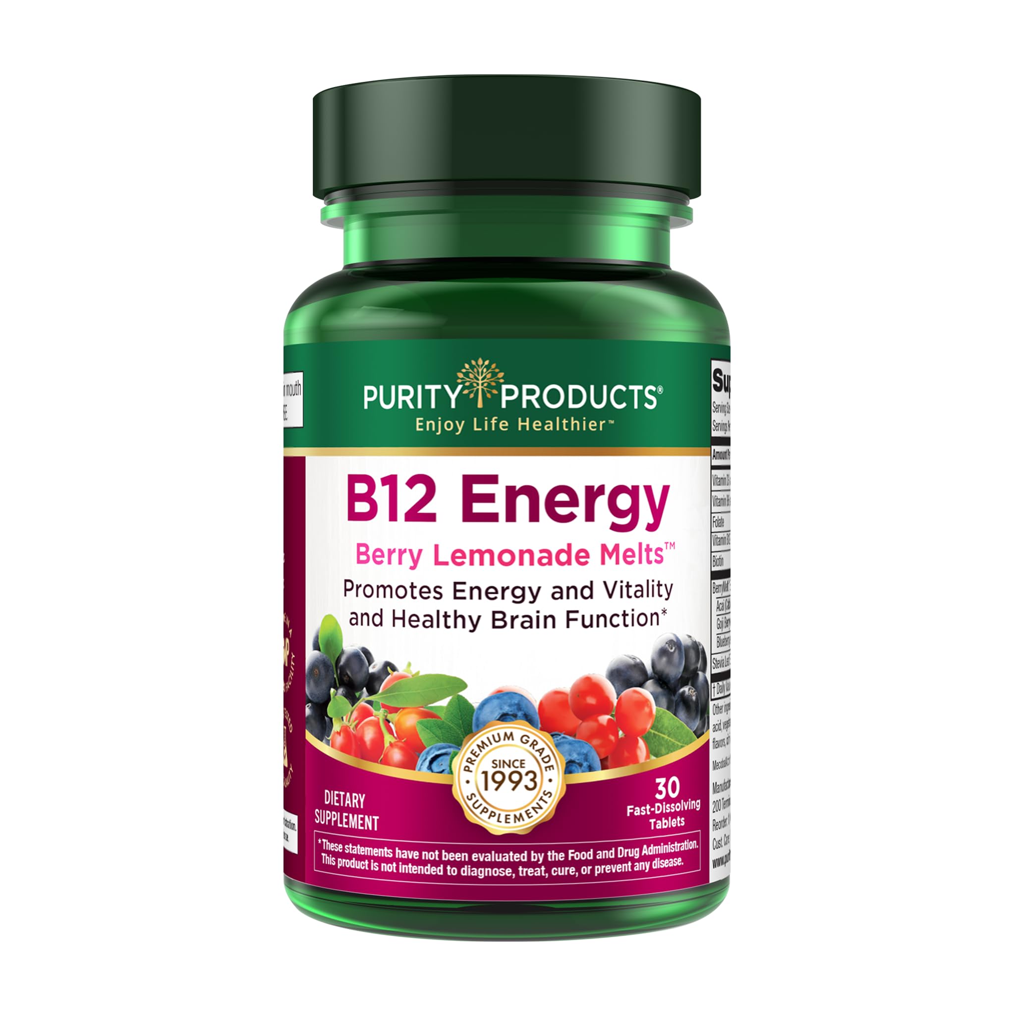 Purity Products B-12 Energy Berry w/Super Fruits Methylcobalamin B12