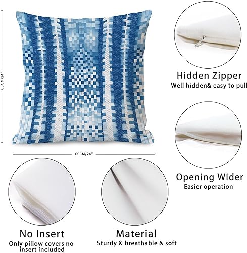 Miniatura 8 de Zyadsinoudor Asian Style Pillow Cover Antelope Aqua Animal Square Cushion Cover Chinoiserie 24x24in Decorative Pillow Home Cotton Linen Elegant