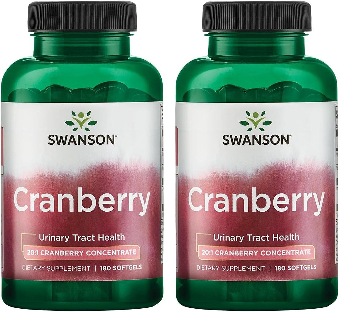 Swanson Cranberry 20:1 Concentrate Urinary Bladder Kidney Health 180 Sgels (2 Pack) : Health & Household