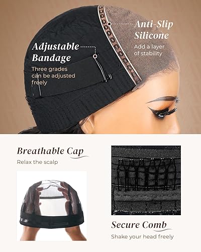 Miniatura 4 de Arabella Pelucas de cabello humano sin pegamento de 5 x 6, densidad del 210 %, sin pegamento, pelucas de cabello humano 12A precortadas con encaje