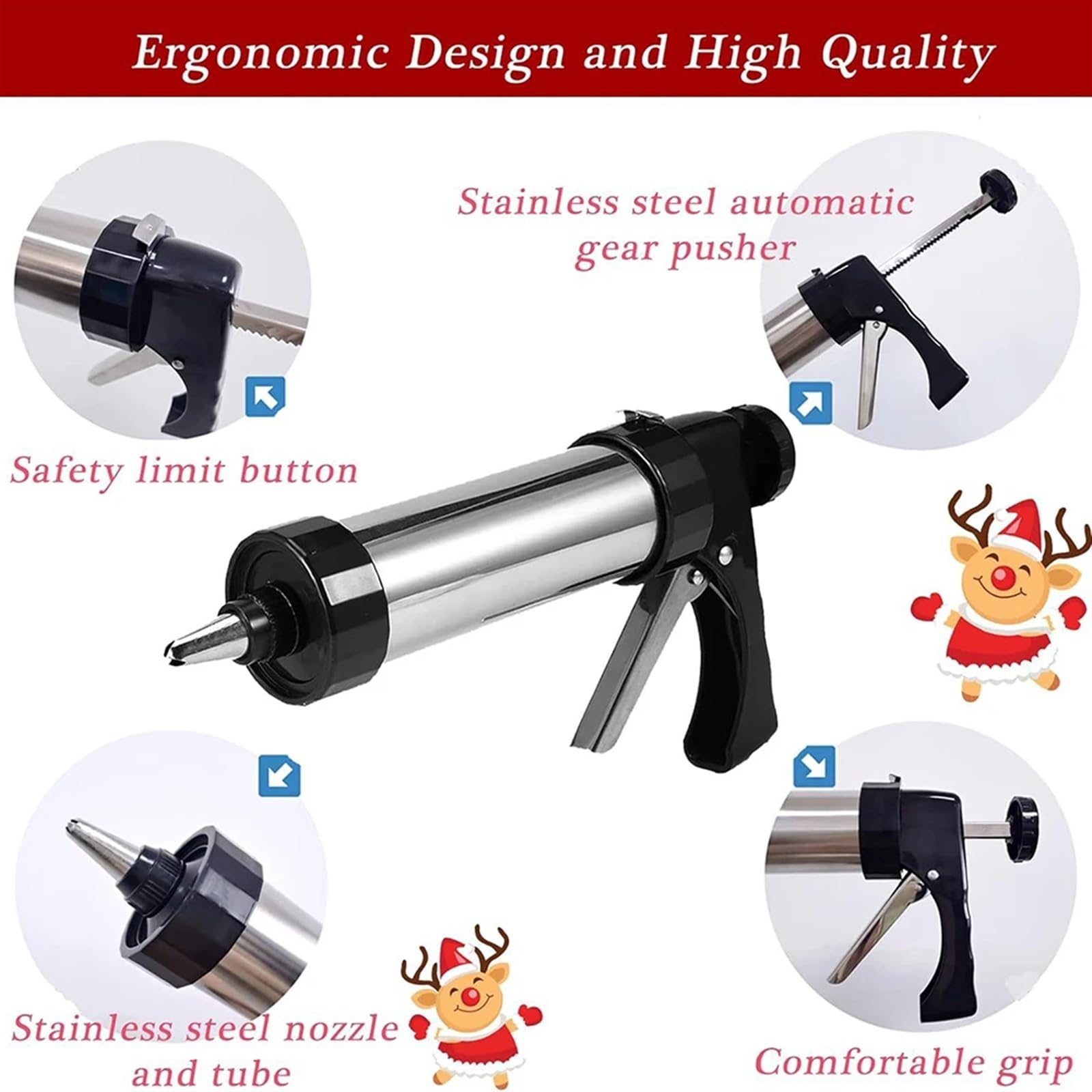 Jeringa Para Pastelería De Acero Inoxidable DIY Manual Cookie Presses Stainless Steel Piping Nozzles Biscuit Make Cake Decoration Tools With 13 Discs And 8 Icing Household Para Tartas, Pasteles