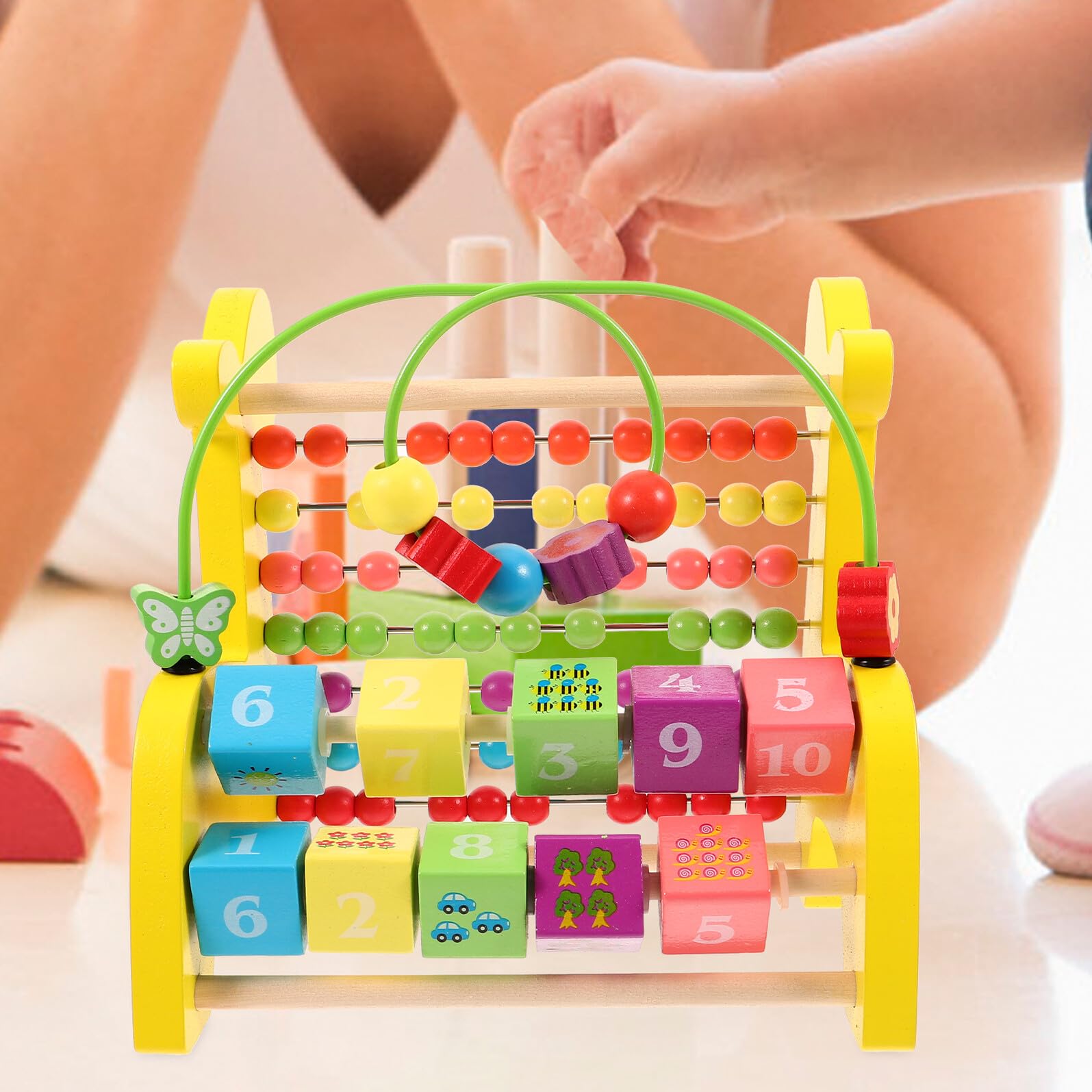 Ábaco de Madera Diseño de Jirafa para Niños, Juguete Educativo para Aprender Números y Colores, Adecuado Desarrollo Cognitivo Entretenimiento Infantil