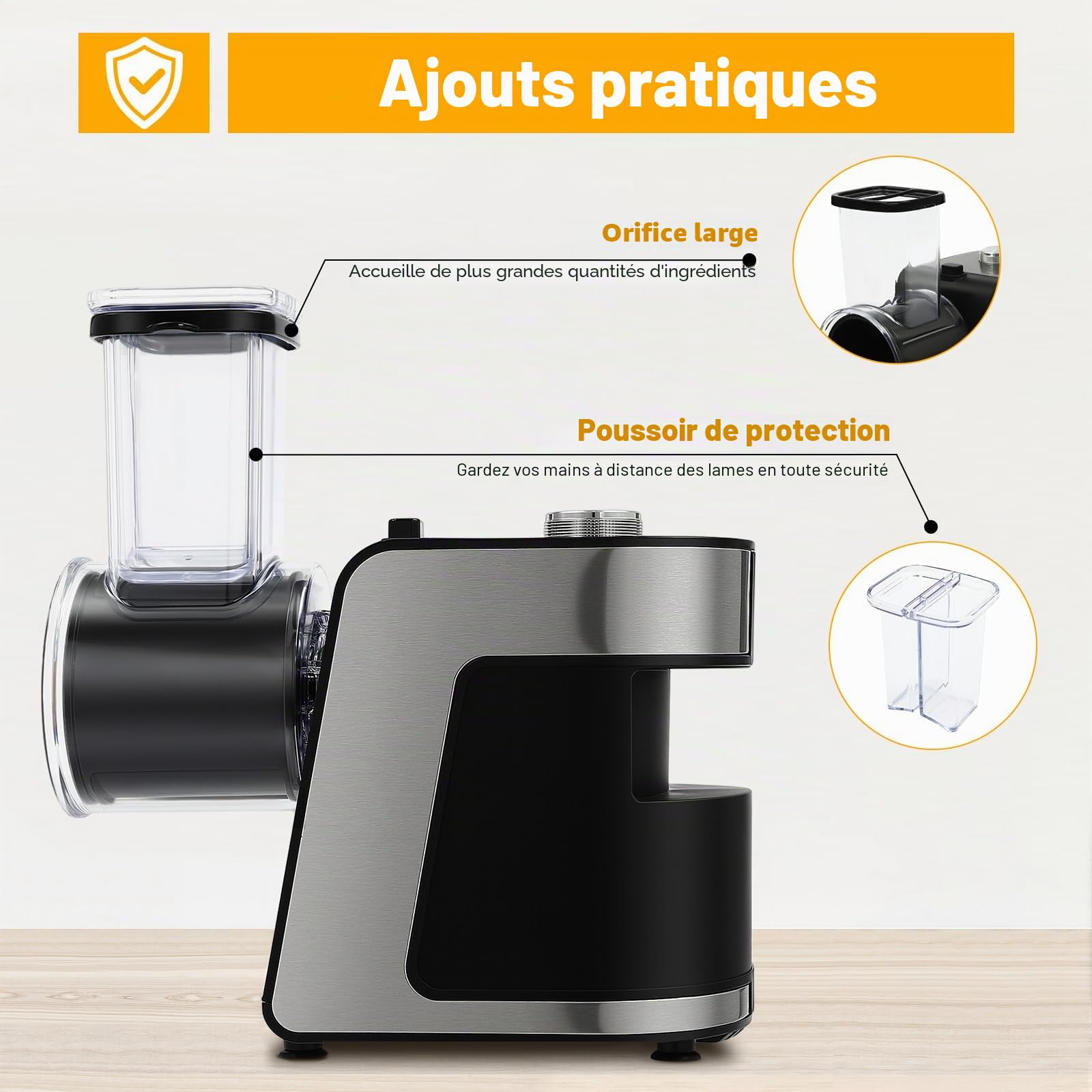 Coupe-légumes électrique 1000 W avec 10 lames - Râpe à légumes automatique - Pour couper les pommes de terre, radis, concombres, oignons