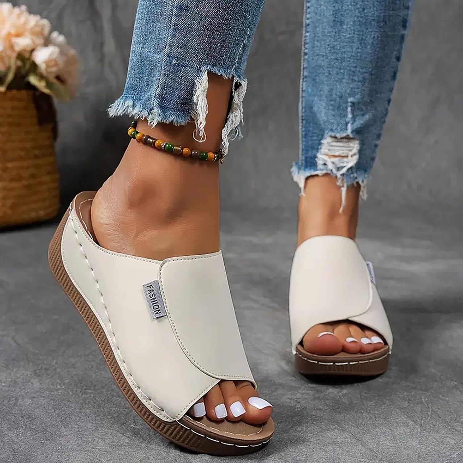Women's Open Toe Casual Vacation Slippers Arch Support Sandals 2025 Orthopedic Platform Wedge Breathable Sandals