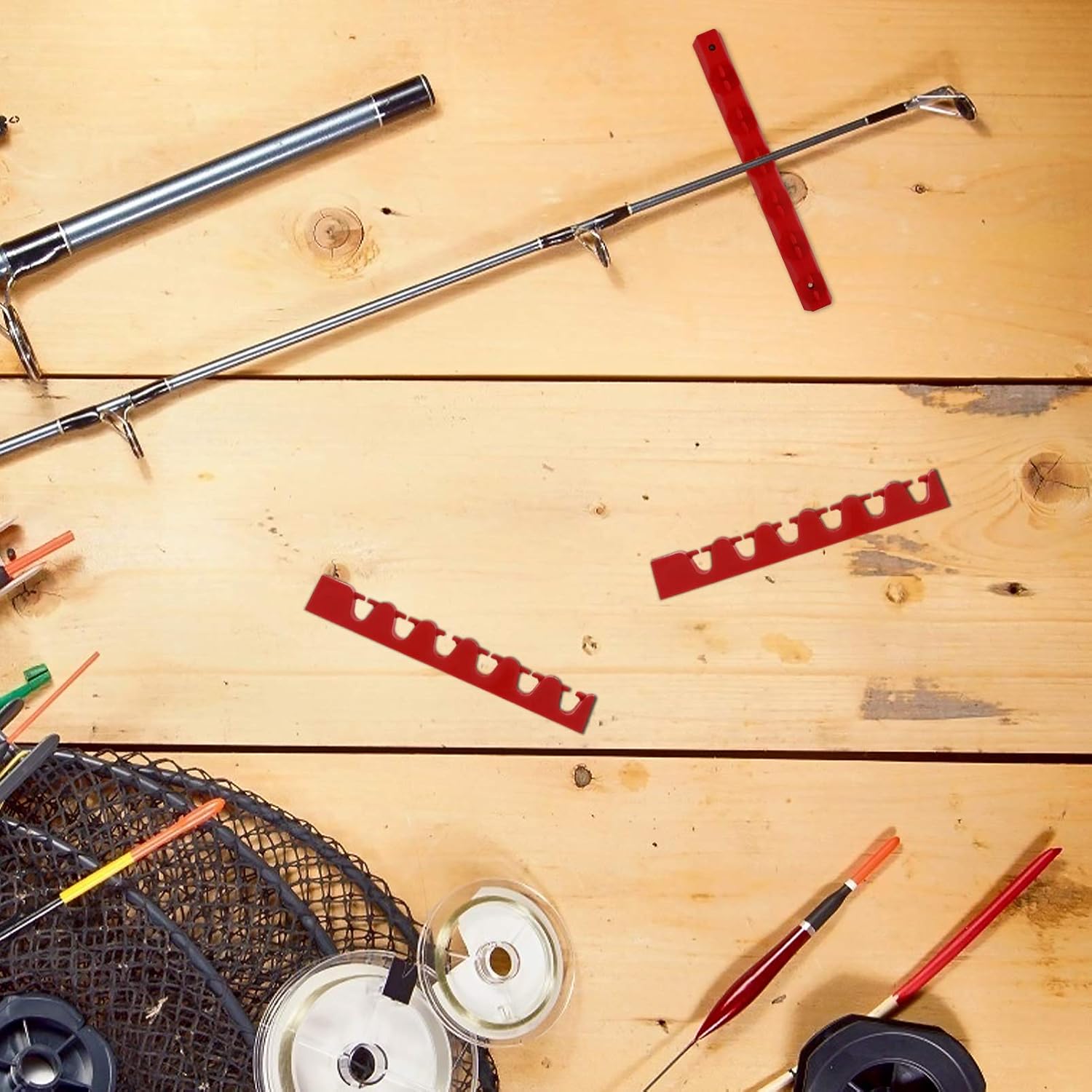 Hemoton 1Pc Wall Mounted Fishing Rod Rack Durable Storage Stand for Fishing Pole Display Multifunctional Organizer Billiard Cues Easy Installation