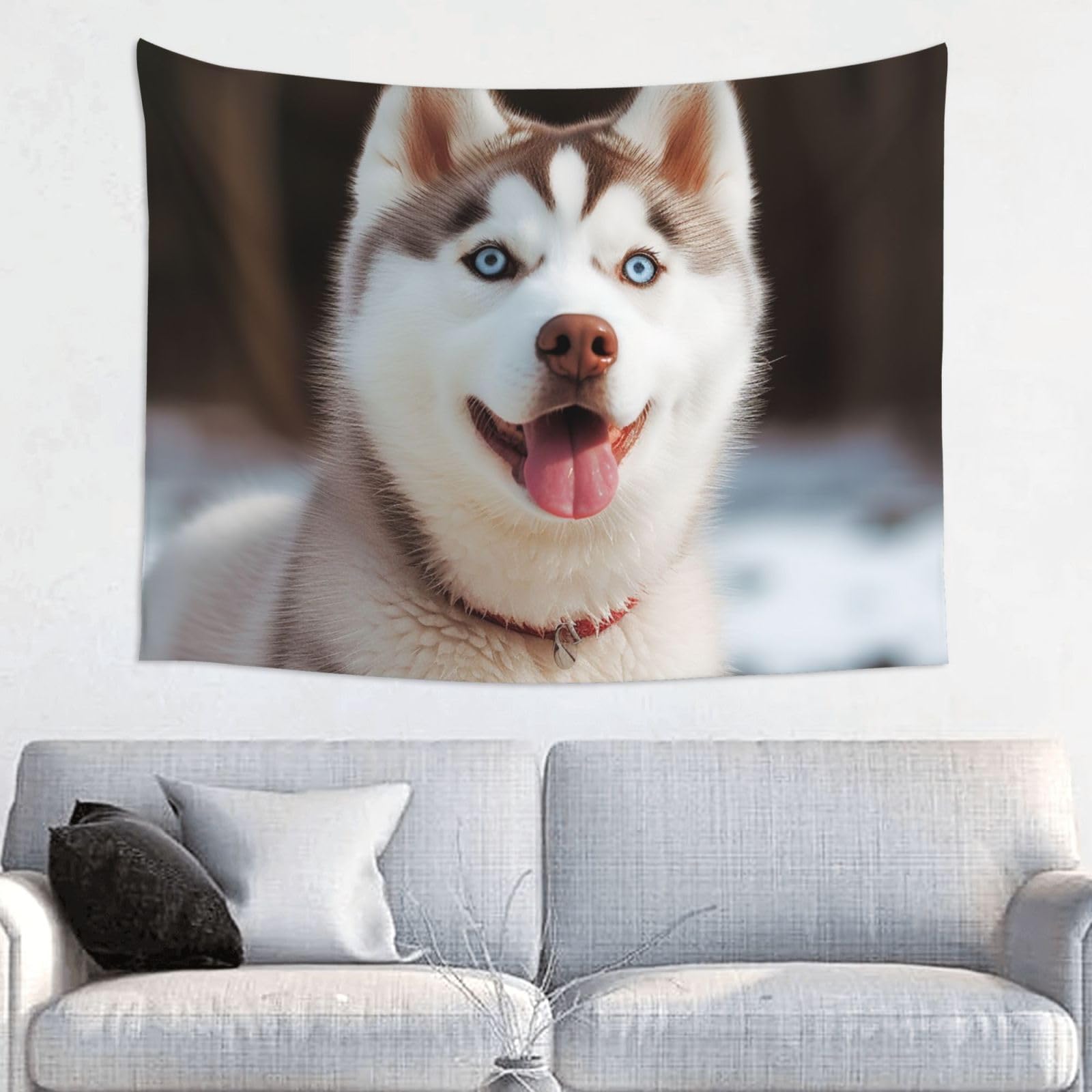 FodPand Husky Piquant Dog Tapestry Wall Hanging 29x37in Tapestries Wall Backdrop Room Poster Art Aesthetic Decor For Home Office Bedroom Living Room Dorm