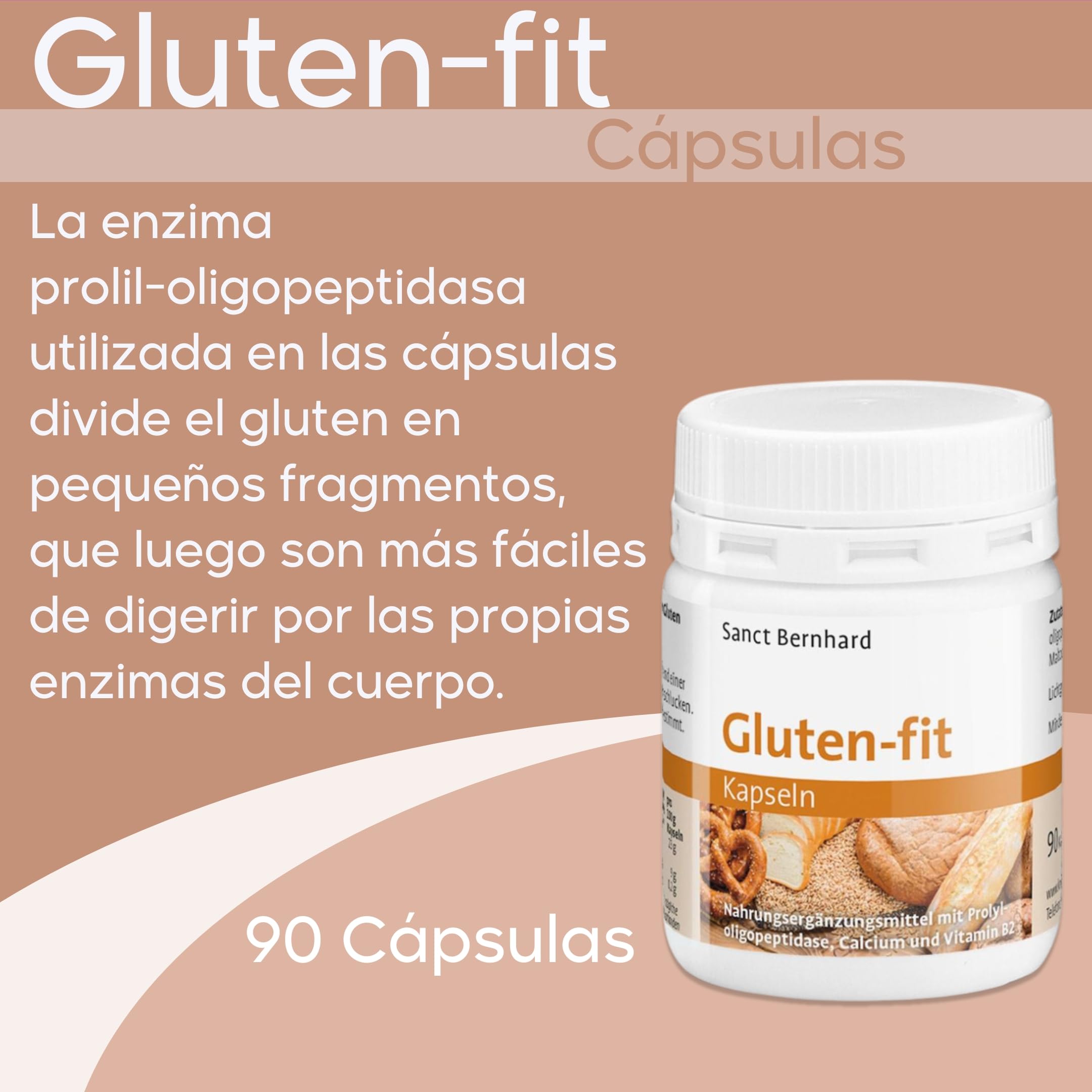 Gluten-fit Cápsulas – 90 Cápsulas | Mejor Digestión de Gluten | Con la Enzima Prolil-Oligopeptidasa| Vitamina B2 y Calcio Incluidos