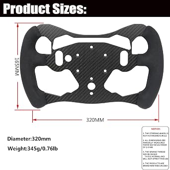 ロジクールG PROレーシングホイール用12インチF1フォーミュラリアルカーボンファイバー。軽量オリジナルスエードの交換。Logitech G RS TRUEFORCE Force Feedback RS50システムハブ12インチ-スエード付き