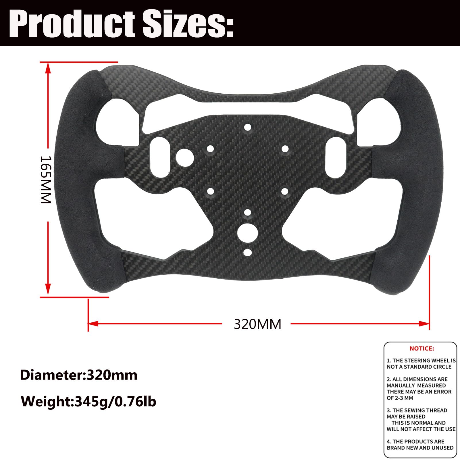Benshuuk 12 Inch F1 Formula Style Real Carbon Fiber Suede Steering Wheel for Logitech G RS50 Pro SIM Racing Wheel PS4/PS5 PC