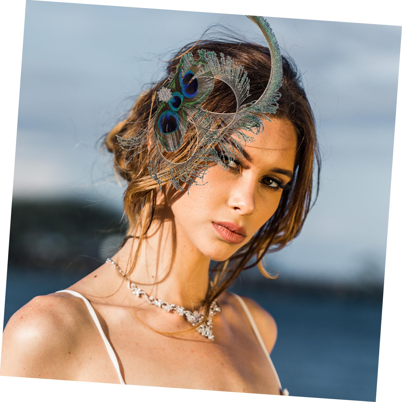 CALLARON pasador de pelo de de pavo pelo decorativo pinza de pelo para mujer Boda fuente Central de pelo de pavo fascinador para el cabello con pedrería