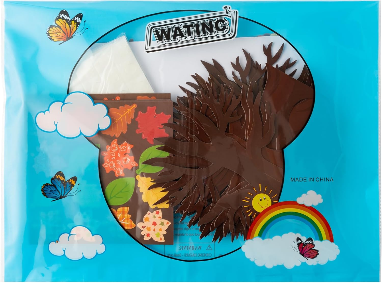 WATINC Fall Thankful Trees Craft Kits for Kids, Autumn Maple Oak Leaves Make Your Own DIY Thanksgiving Trees Decoration Thankful Craft Kit Supplies Home School Fun Activities for Kids （48PCS）