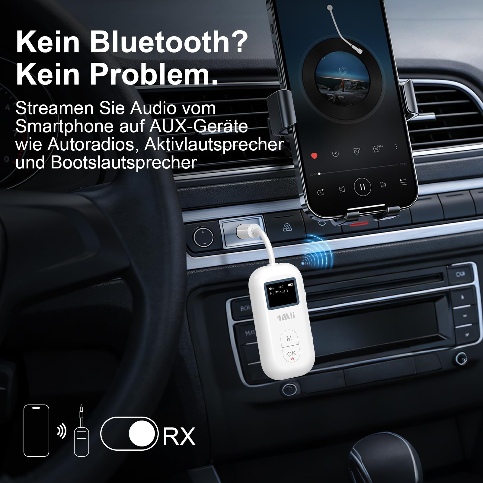 1Mii SafeFly Pro Flugzeug Bluetooth Adapter für AirPods kabellose Kopfhörer