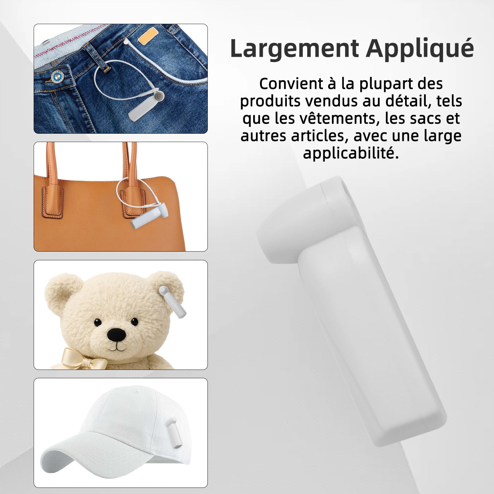 Mini étiquette de sécurité pour vêtements durs avec corde, mini étiquette de vente au détail avec 100 broches, compatible avec système AM-58 kHz, compatible avec système AM-58 kHz pour