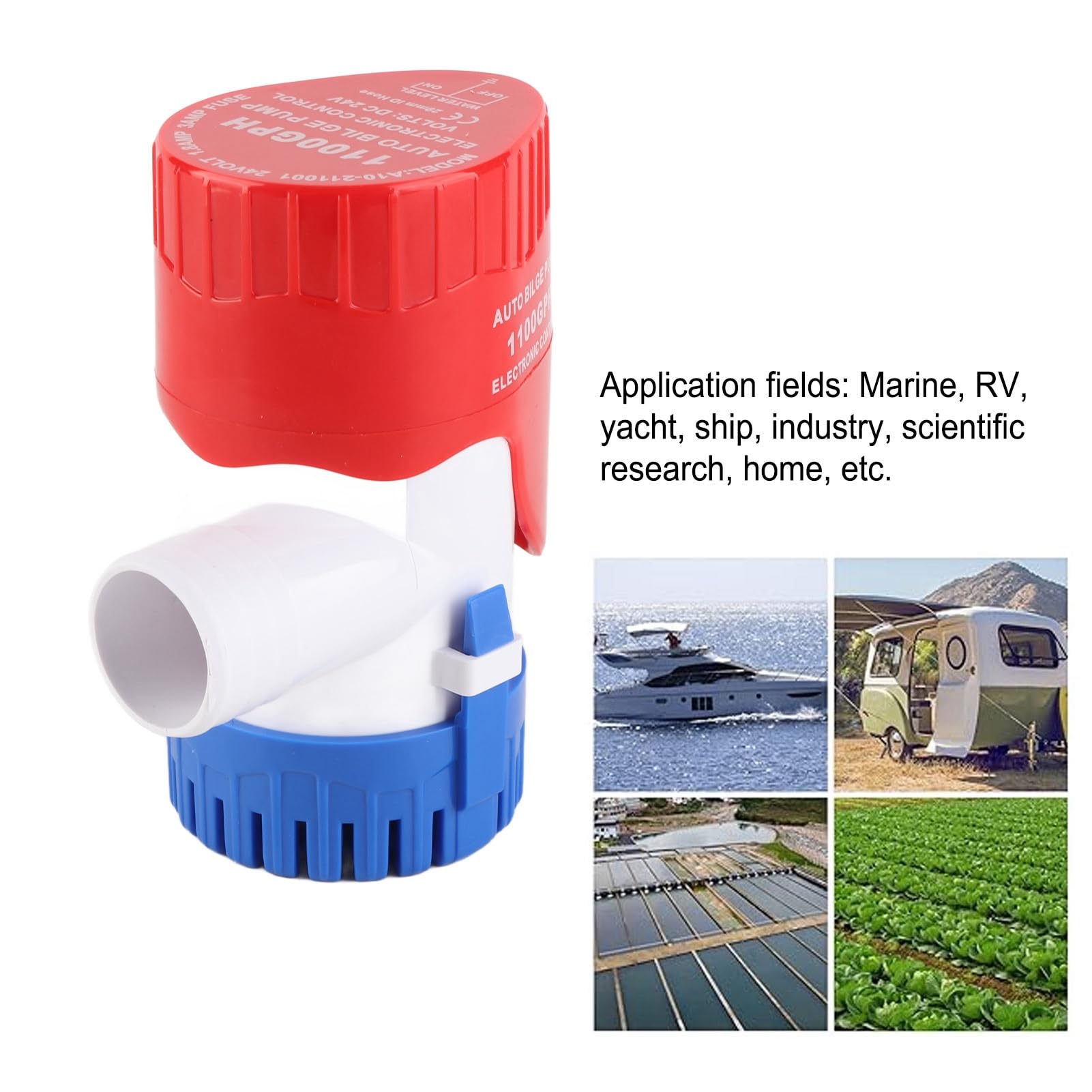Pompa di Sentina Automatica per Barche 1100GPH, Sollevamento 4m | Pompa di sentina elettrica con interruttore ad elettrodo, materiale ABS, per yacht, camper, laghetto, serbatoio dell\'acqua