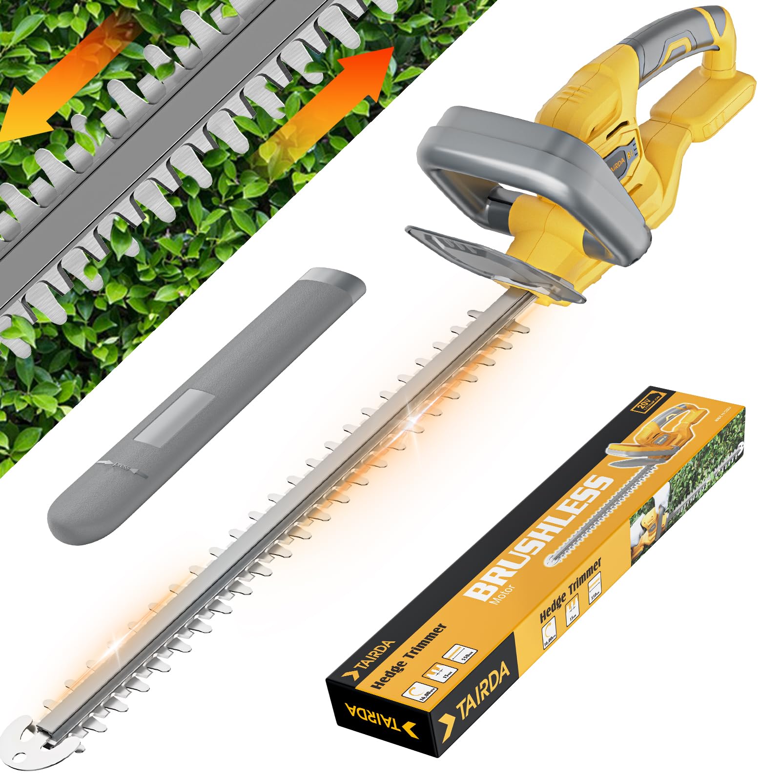 Hedge Trimmer Compatible for Dewalt 20V Battery (NO Battery), Cordless Electric Hedge Trimmer with 1600RPM Brushless Motor, 22'' Dual-Action Blade with 3/5'' Cutting Capacity (Bare Tool)