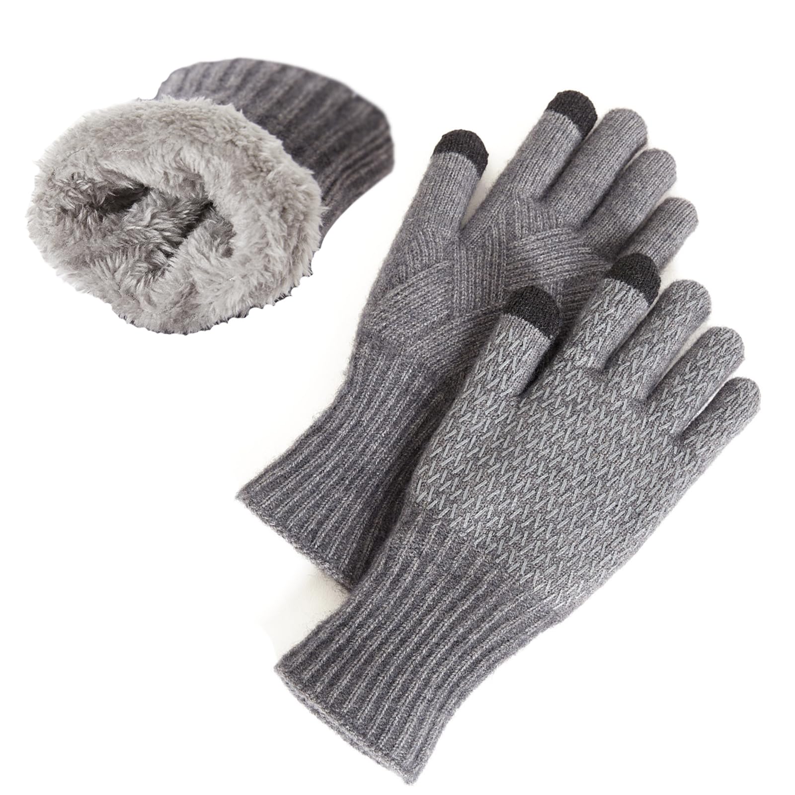 MAGISDU Thermal Gloves Women&Men Touch Screen Merino Wool Winter Warm Fleece Double Layer Knitted Unisex Stretchy