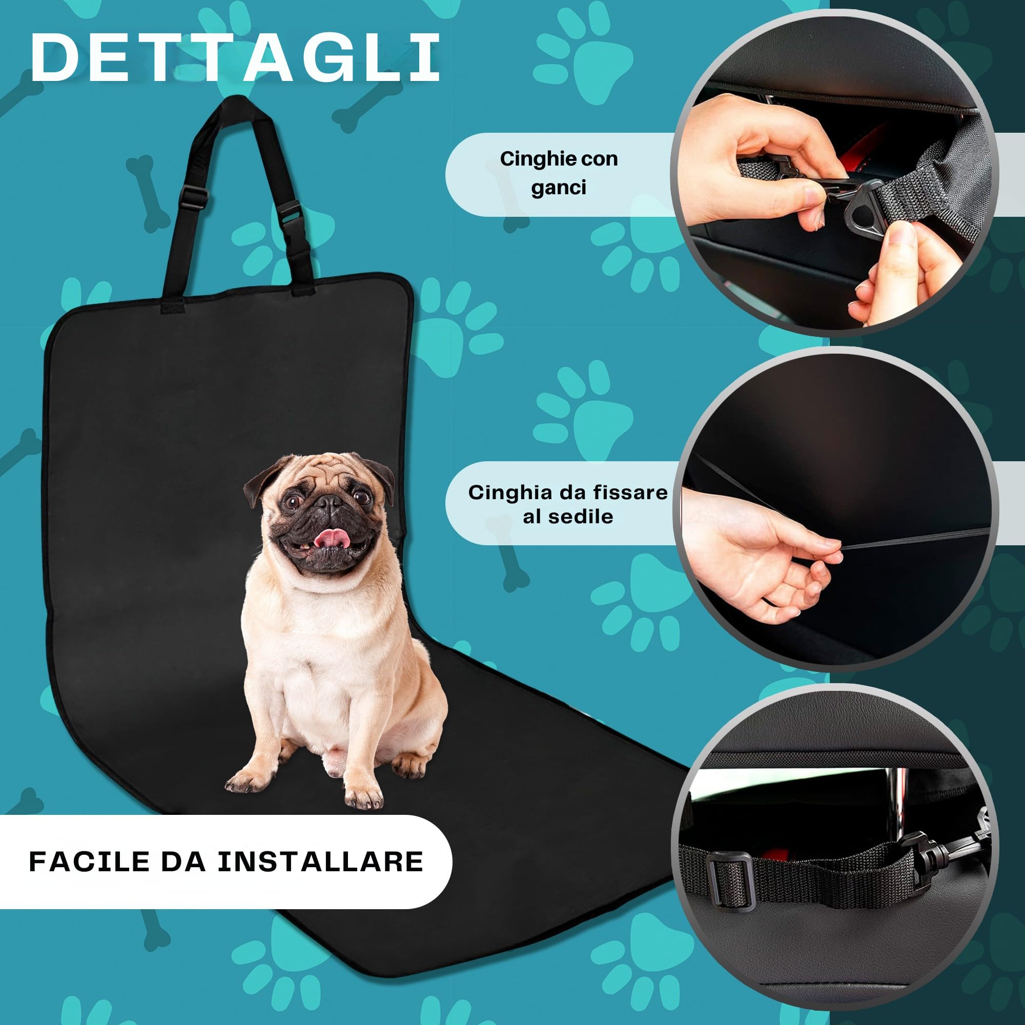 GreatDreams® Coprisedile per cani - Coprisedile impermeabile e resistente per cani - Protezione per auto per cani - Universale per SUV - Camion - Sedile singolo anteriore - 105 cm x 50 cm.