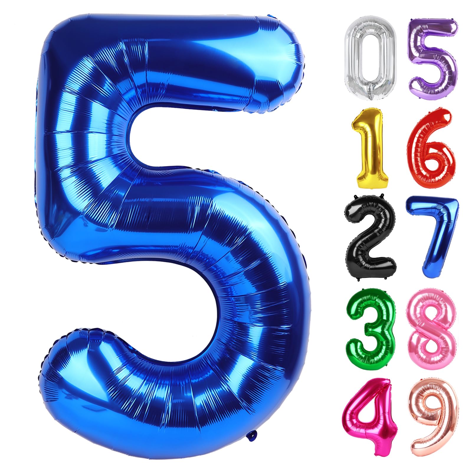 Navy Blue Number 5 Balloon 40 Inch, 5th Birthday Decorations Men Women