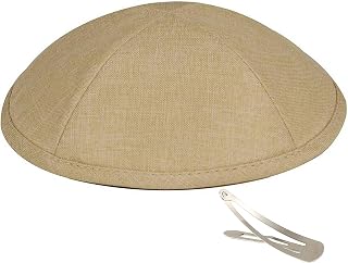 Zion Judaica Deluxe Linen Kippah Kids Yamakas Mens Ceremony Yarmulkes W/Clips