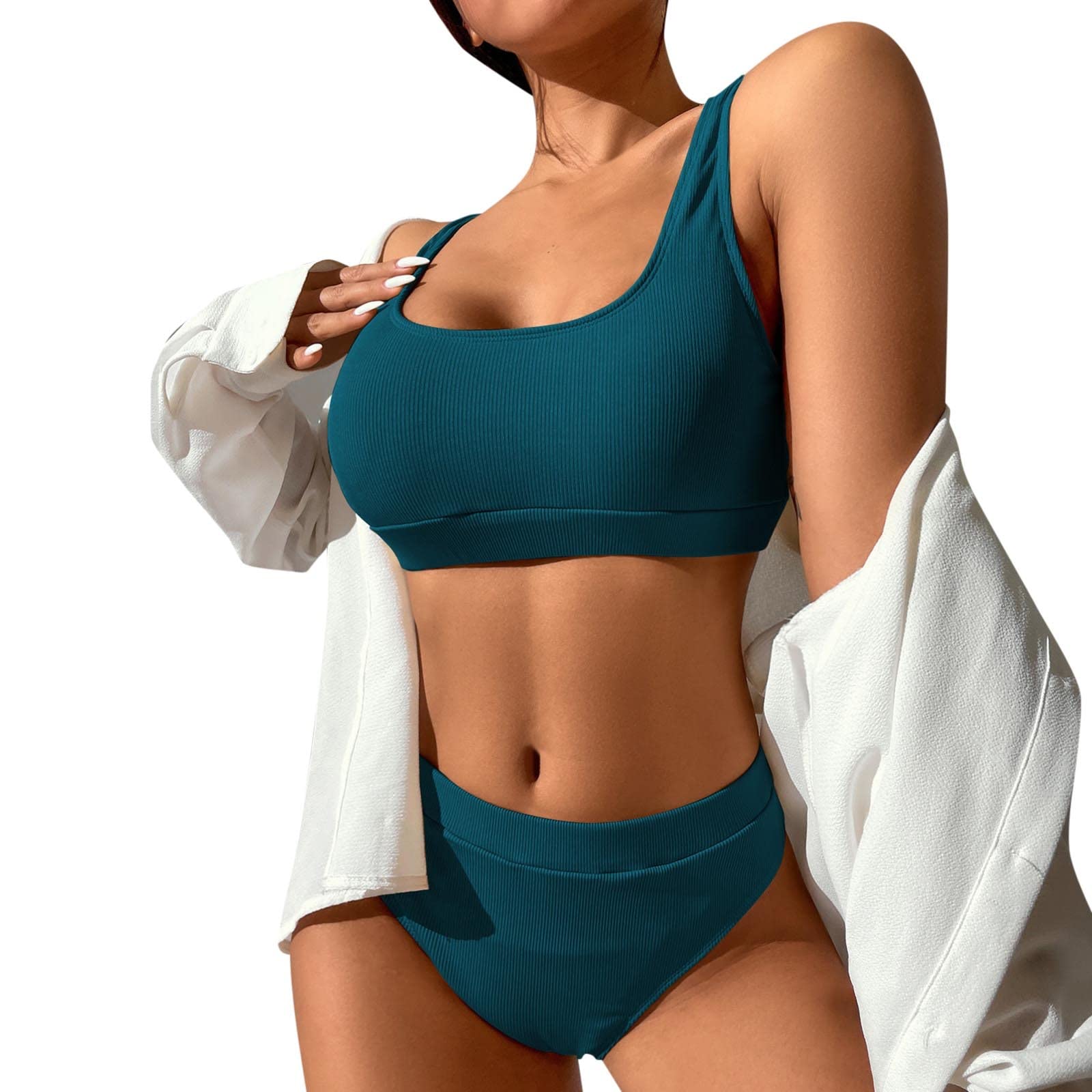 Genérico Bikinis Brasileños Sexy Micro Traje De Baño con Color Sólido de Dos Piezas Bikini de Triángulo Tanga para Mujer Braga Bikini Mujer Bañador Mujer Talla Grande con Falda