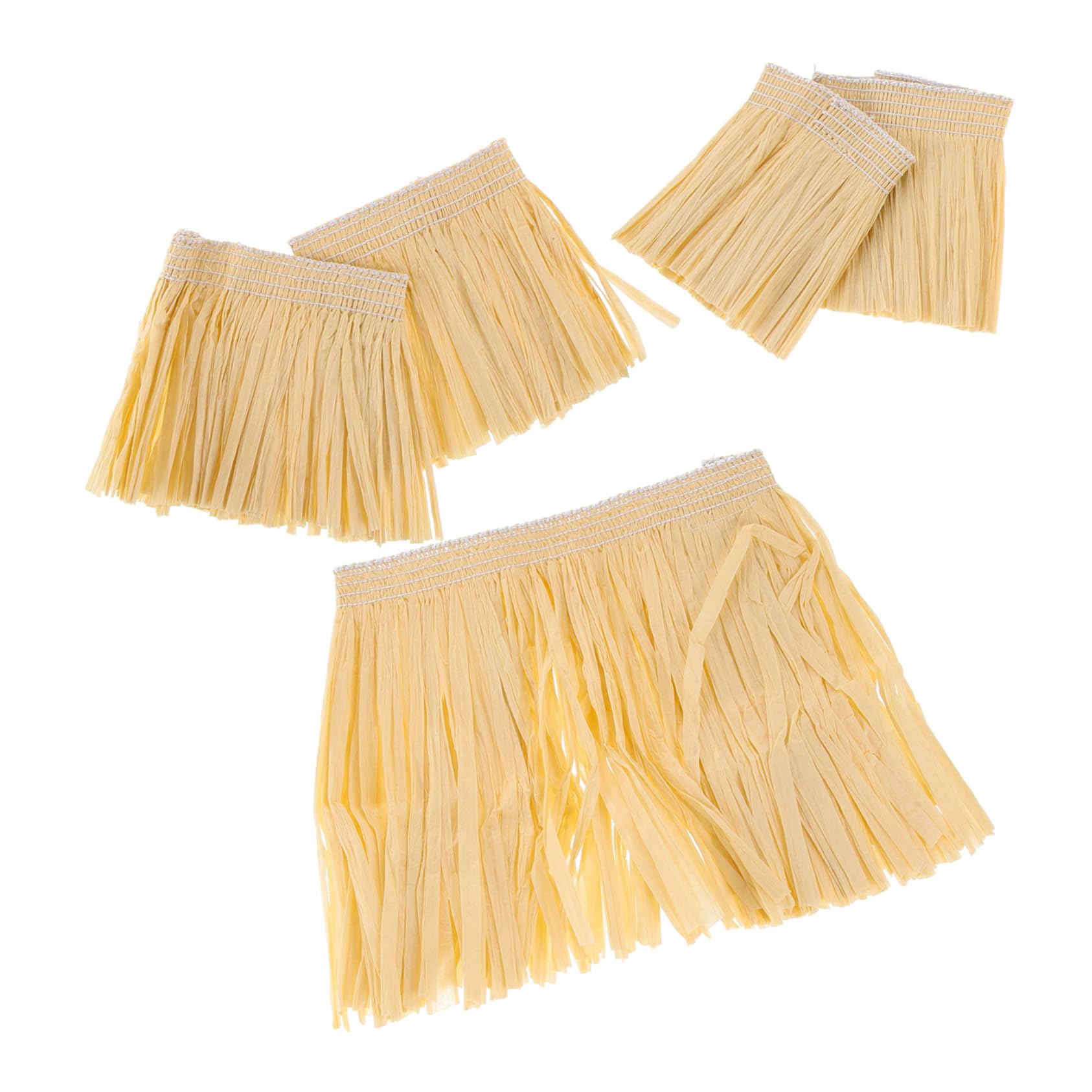 WATIIFUFU – Lot De 10 Jupes Hawaïennes Enfant – Jupe Luau En Rafia – Déguisement Hula – Jaune Taille M – Fête Et Carnaval