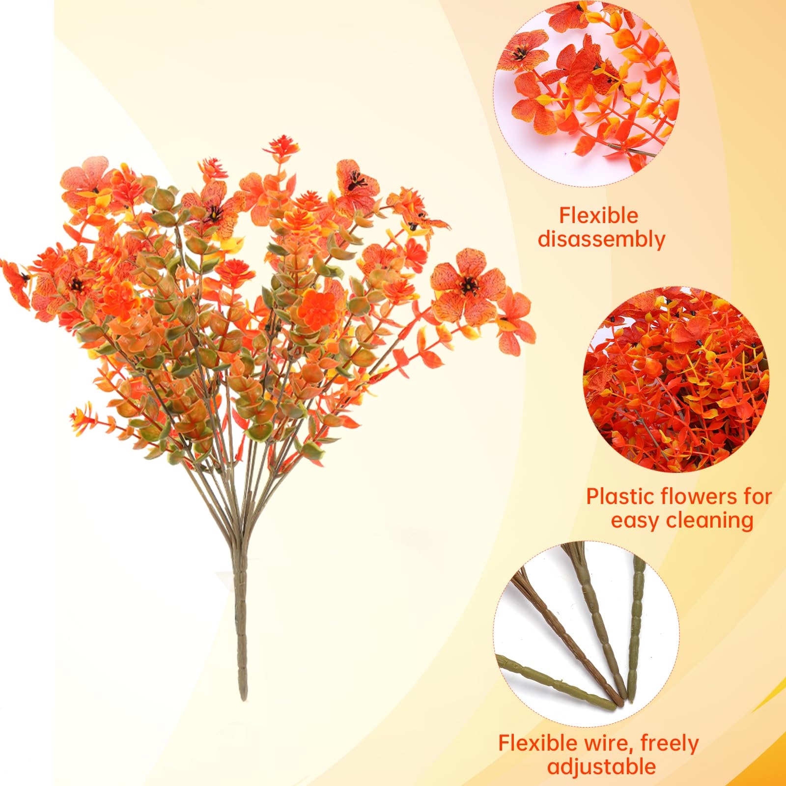 msymsyu 7 Pcs Artificial Flowers for Outdoor 36cm Fake Outdoor Flowers Two Styles Artificial flower Imitation Flowers for Outdoors Suitable for Interior Decoration Parties Living Room Office Wedding - Image 3