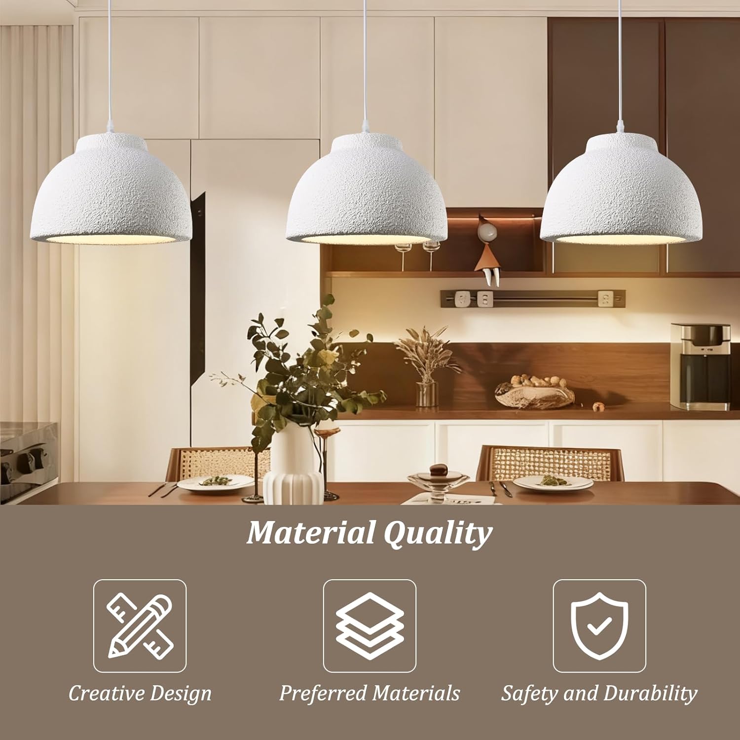 15.8in Wabi Sabi Pendant Light Adjustable Japanese Hanging Lamp, Modern Kitchen Island & Dining Room Chandelier with E26 Base Ceiling Fixture