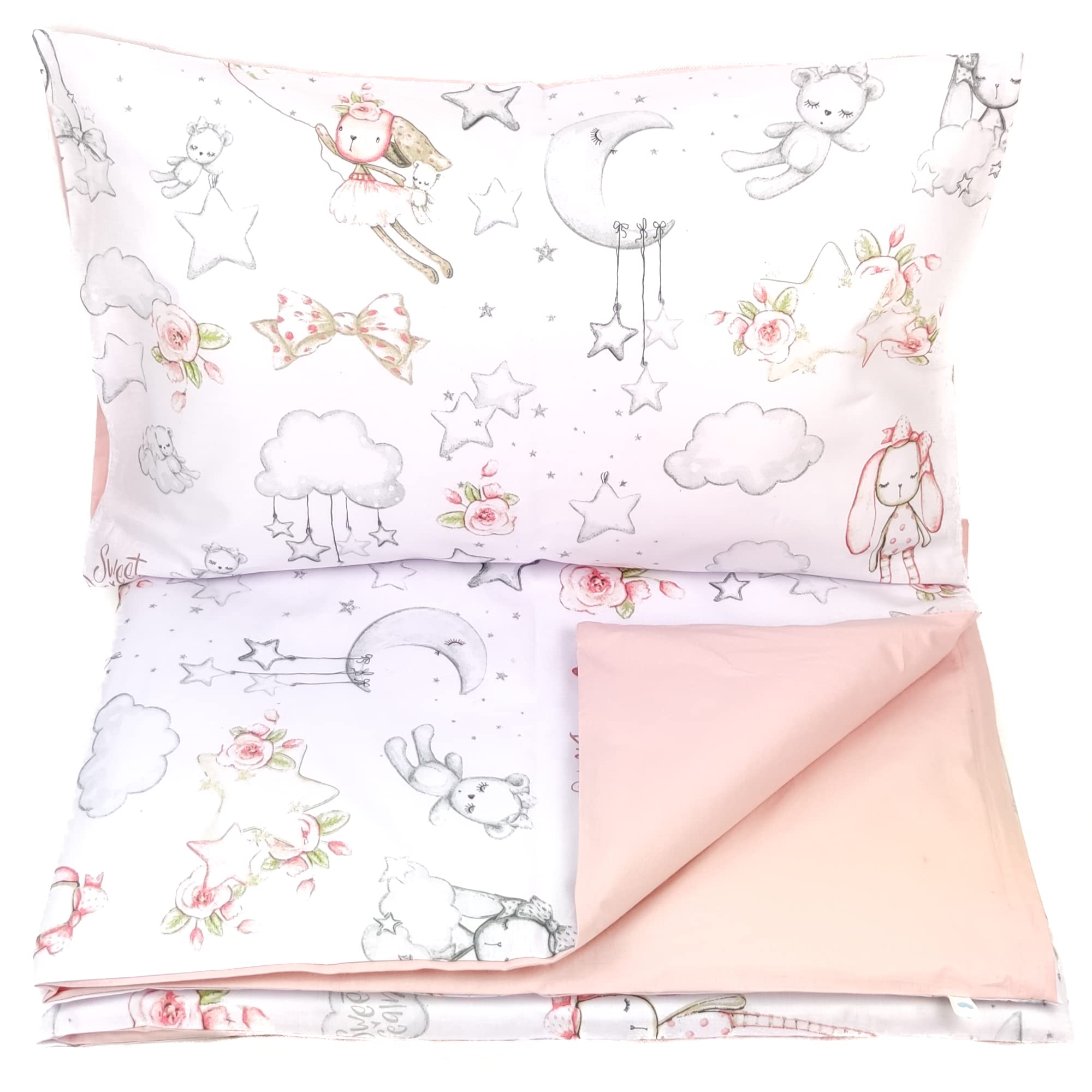 Baby's Comfort Coripiumino 90x120 Cm Con Federa 40x60 Cm | Biancheria Letto Neonato Coniglietto Rosa | 100% Cotone Prodotto UE - 4