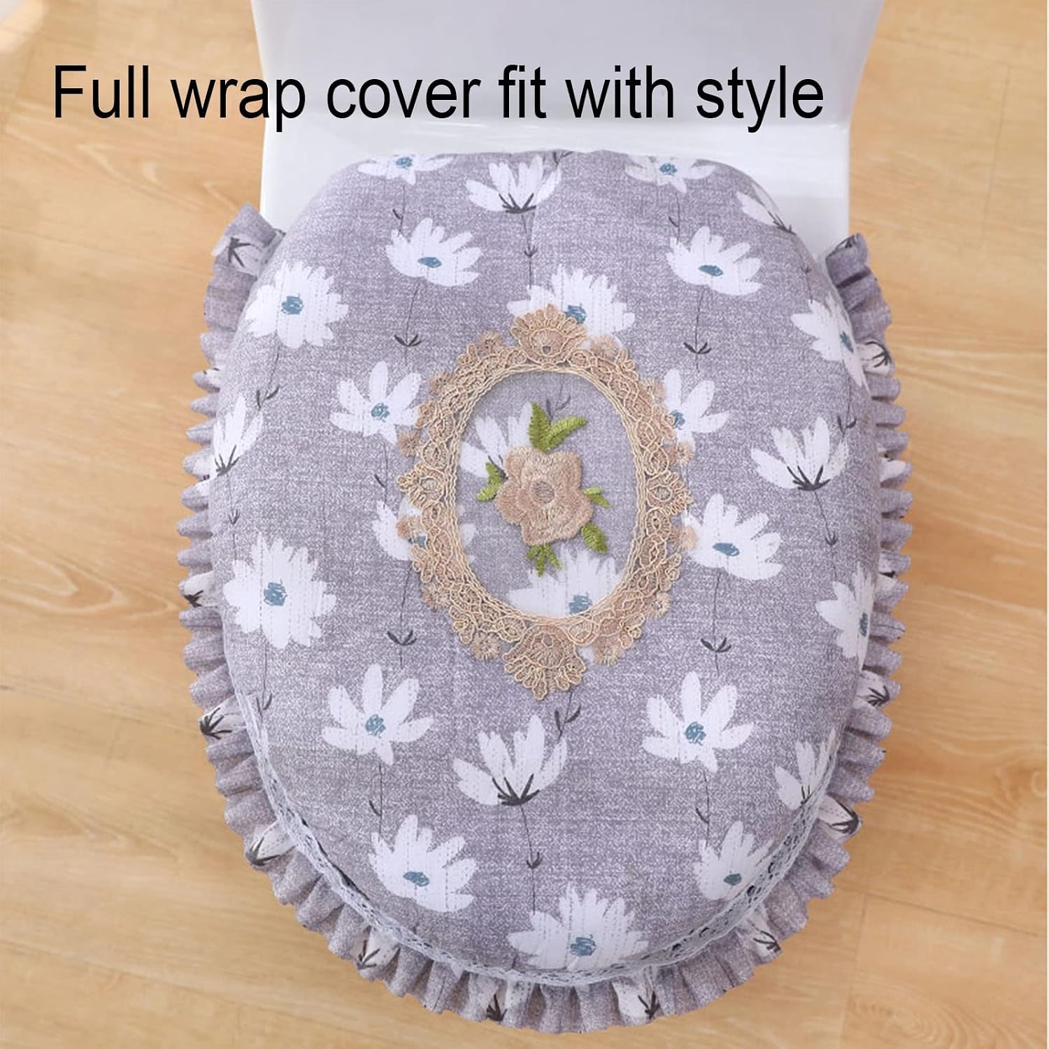 LFFH Toilet Seat Cover Pads, Washable Toilet Pads Soft and Warm Toilet Lid Cover Set No Deformation Toilet Cover Commode Potty Mats (Color : Brown)