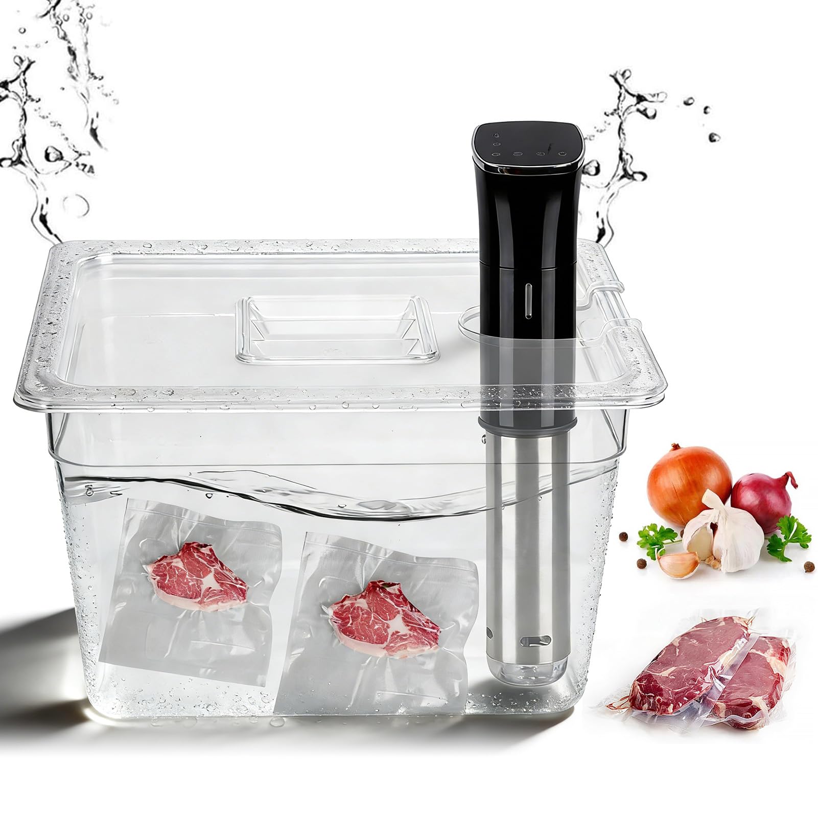 Contenitore per Sous Vide, design pieghevole con cerniere, materiale PC alimentare rinforzato, Contenitore per Sous Vide con Coperchio, per la cottura sous vide con circolatori sottovuoto
