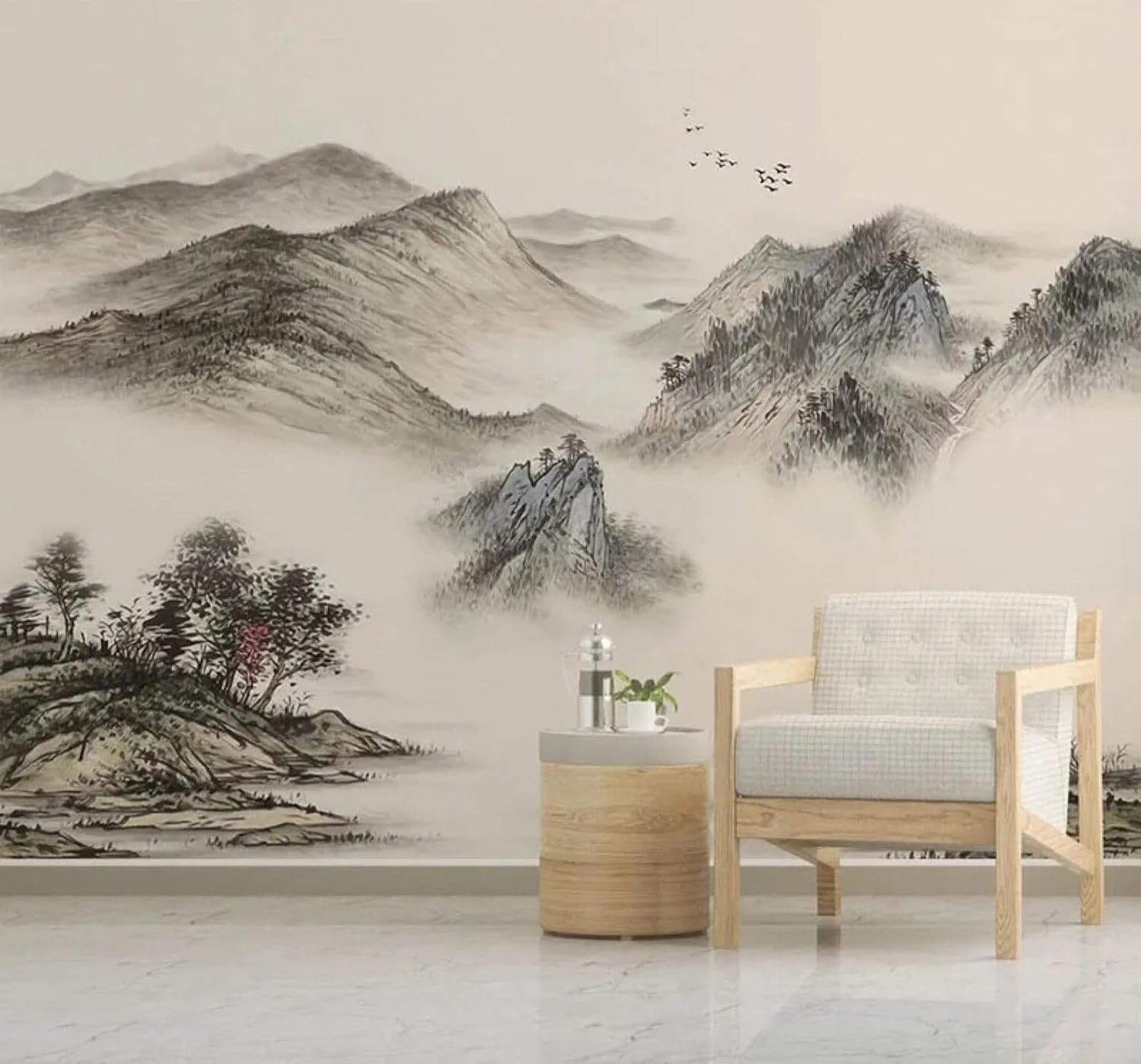 Xlming 250Cm×170Cm(B×H) Abstract Hand Drawn Ink Landscape Scenery 3D Wallpaper Luxury Home Dining Decor Paste Sofa Living Room The Wall For Bedroom Mural-250Cm×170Cm