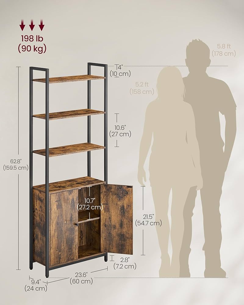 Vasagle Freestanding Storage Cabinet Cupboard Bookcase 2 Shelves And
