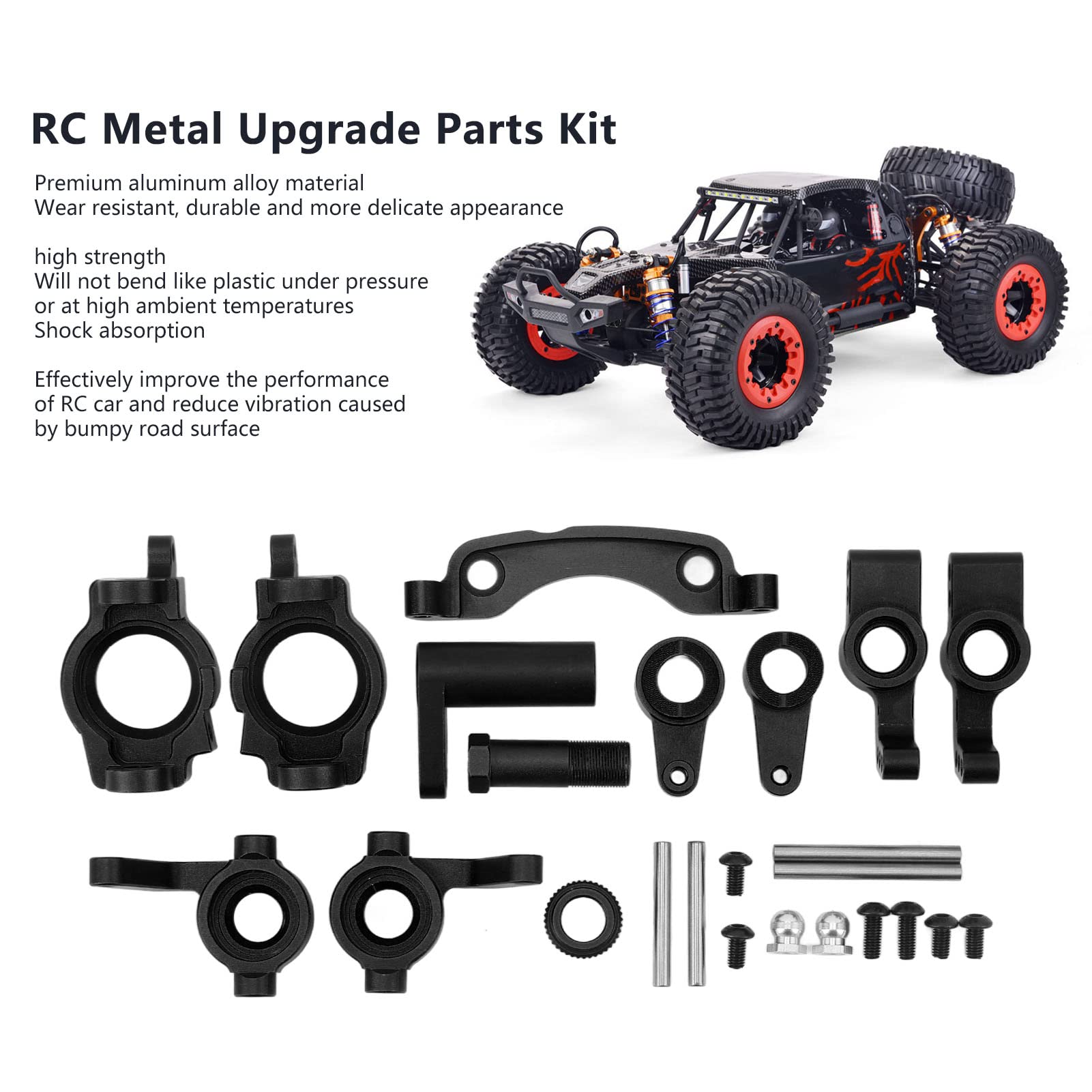 KIMISS Zestaw Układu Kierowniczego Wahacza RC do ZD Racing 10 1/10, Zestaw Modernizacyjny ze Stopu Aluminium Premium Zapewniający zwiększoną wydajność (BLACK)