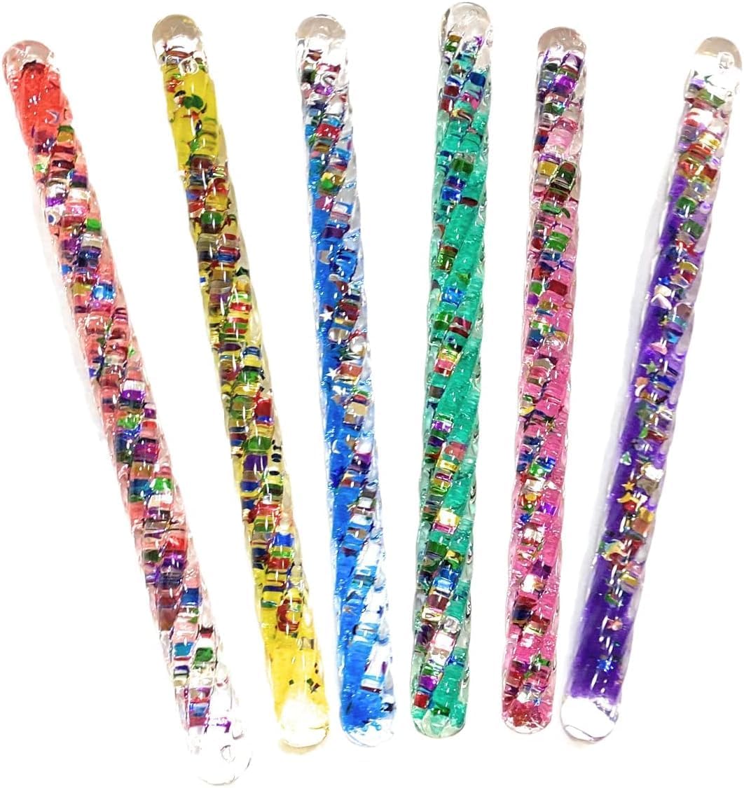Star Magic Mini Spiral Glitter Wand - Wonder Tube 6 Pack Teeny Glitter Fiddle Fidget Wands (6 Pack)