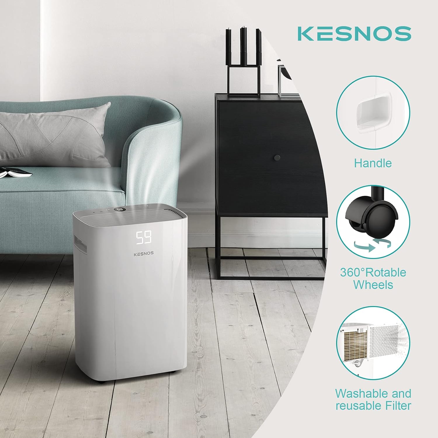 Buy 1 get 1 Kesnos 3500 Sq. Ft Dehumidifier for Home and Basements Removes Moisture, with Auto Shut Off, Continuous and Manual Drainage