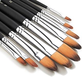 Sponsored Ad - 9 Pieces Artist Paint Brushes Nylon Filbert Paint Long Handle Value Set for Oils, Acrylic, Gouache & Waterc...