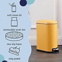 Vista 64 de happimess HPM1009C Roland Mini 2.6-Gallon Step-Open Trash Can with Soft-Close Lid, Modern, Minimalistic, Fingerprint Proof for Home, Kitchen, White
