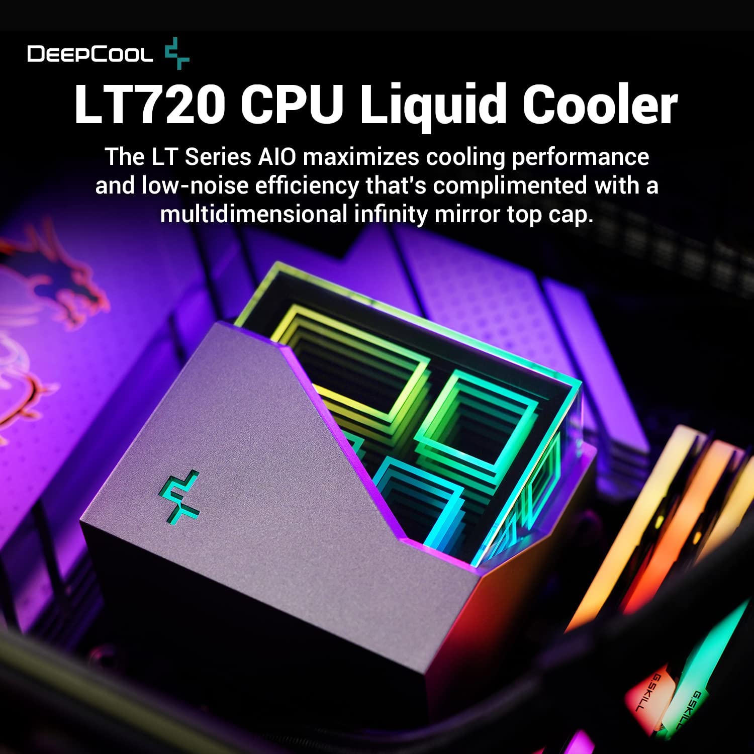 DeepCool Liquid Cooler LT720 360MM 4th Gen Dual-Chamber Pump Multidimensional Infinity Mirror ARGB Block AIO Cooler Anti-Leak Tech CPU Water Cooler for LGA1700/1200/115X, AMD AM4/AM5