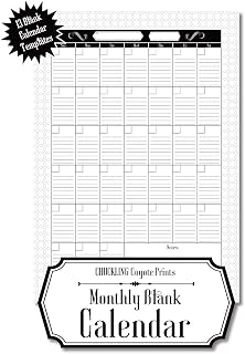 Monthly Blank Calendar: 8.5x11 Undated Calendar Fillable Templates for Office, School or Home, Sun-Sat, Pages For Notes And To-Do Agenda