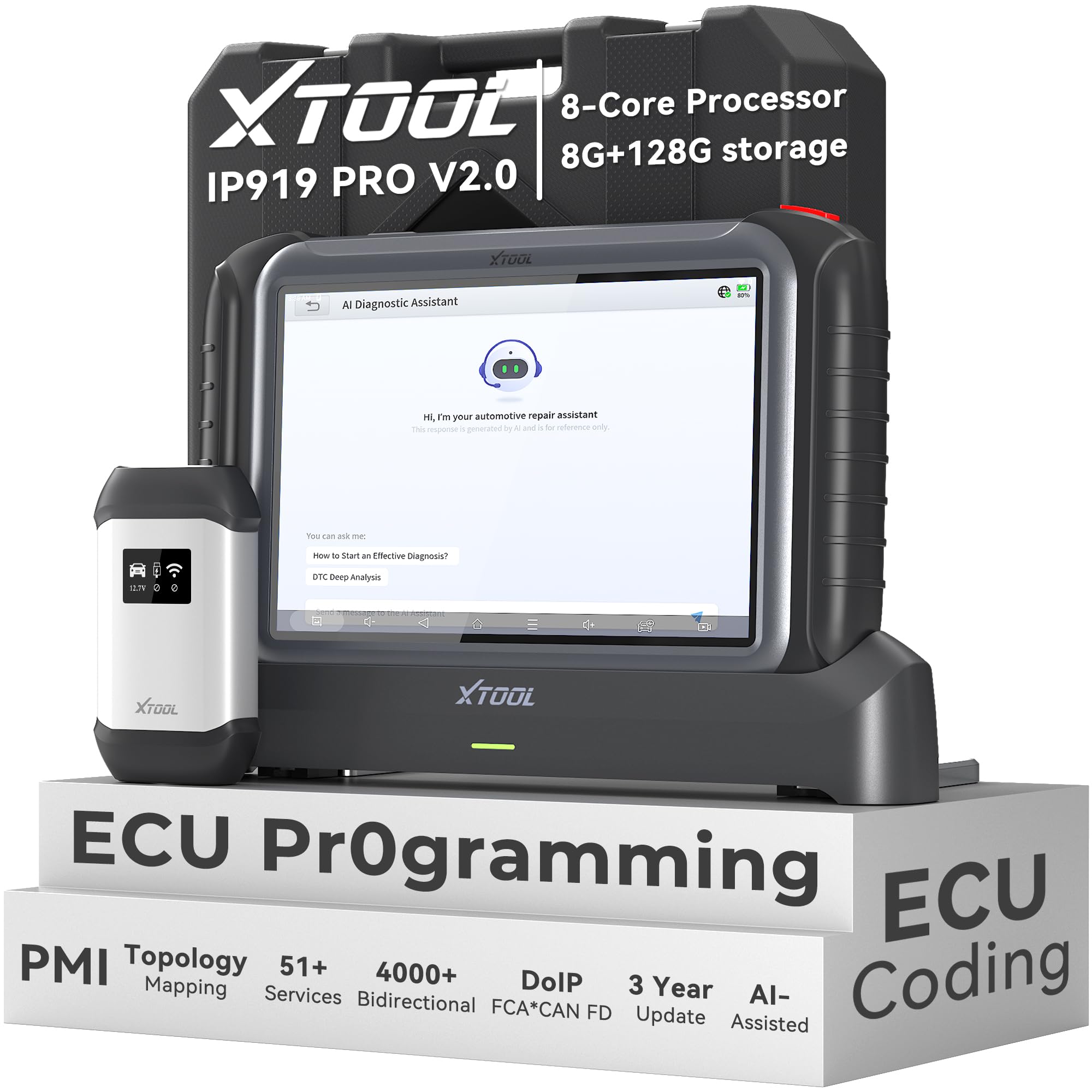 IP919 PRO 2.0V 10''OE Level Scan Tool, Topology Mapping OBD2 Scanner with Bidirectional Test, 51+ Reset, Upgrade of D9S PRO, Automotive Scanner for Car, ADAS Diagnostic Scanner, FCA/CAN FD/DoIP