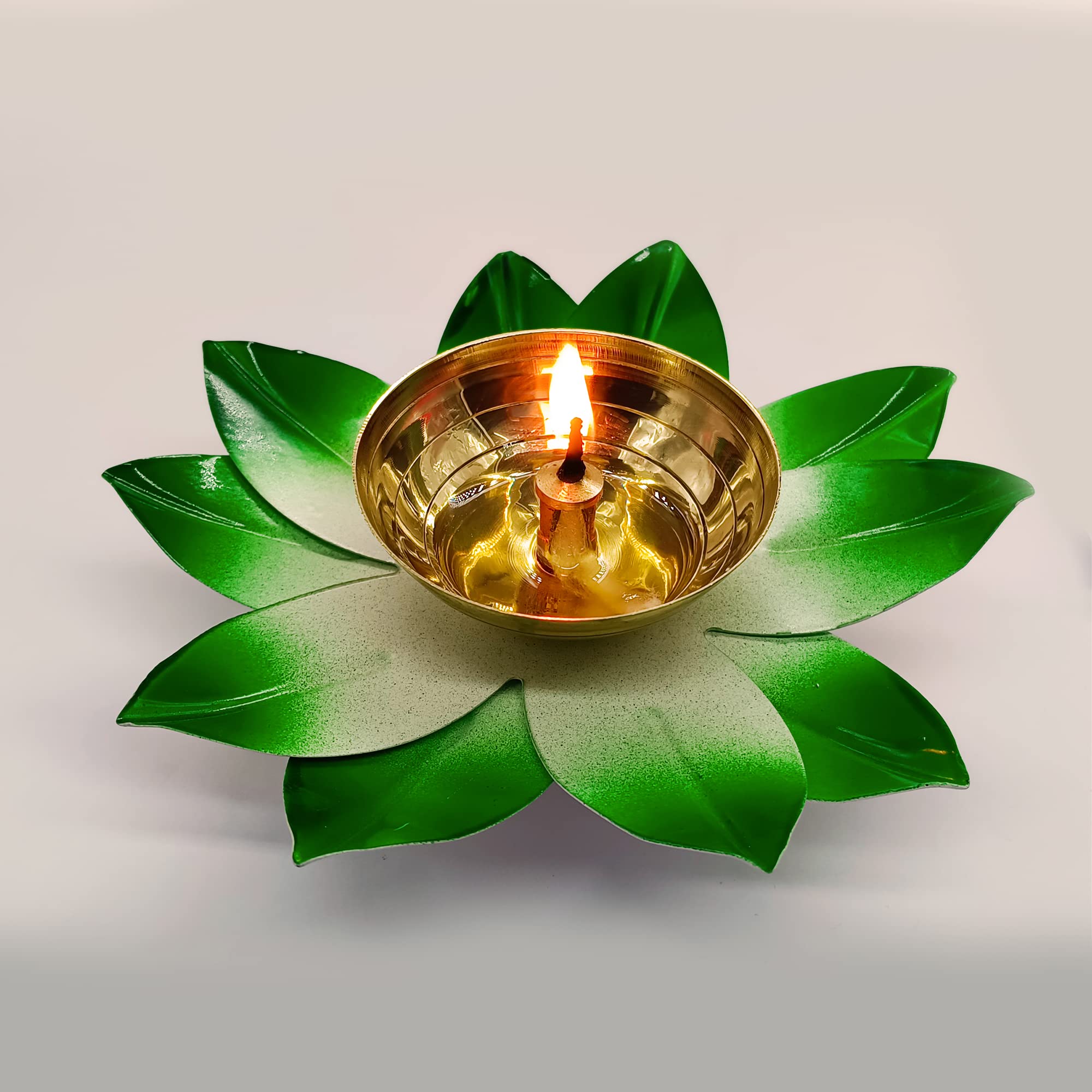 Vintageware Green Lotus Diya (Brass) Pooja Oil Lamp - Diwali Home Decoration Items, Metal Hand-Painted Deepak - Home Temple Puja Articles Decor (Large, Pack of 1) (B09L7SKH3J) Amazon Price History, Amazon Price Tracker