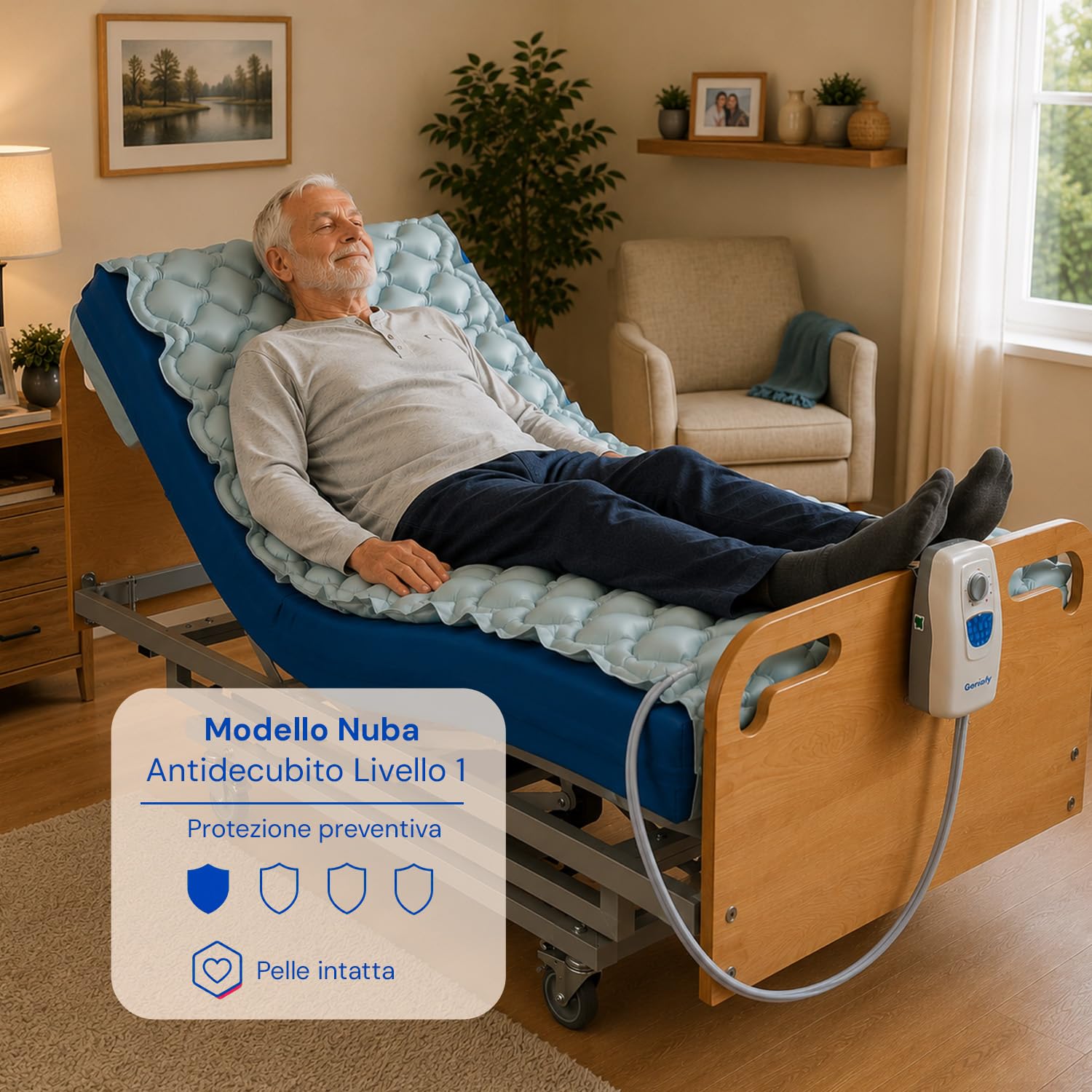 Geriafy Nuba Materasso antidecubito a pressione alternata con compressore