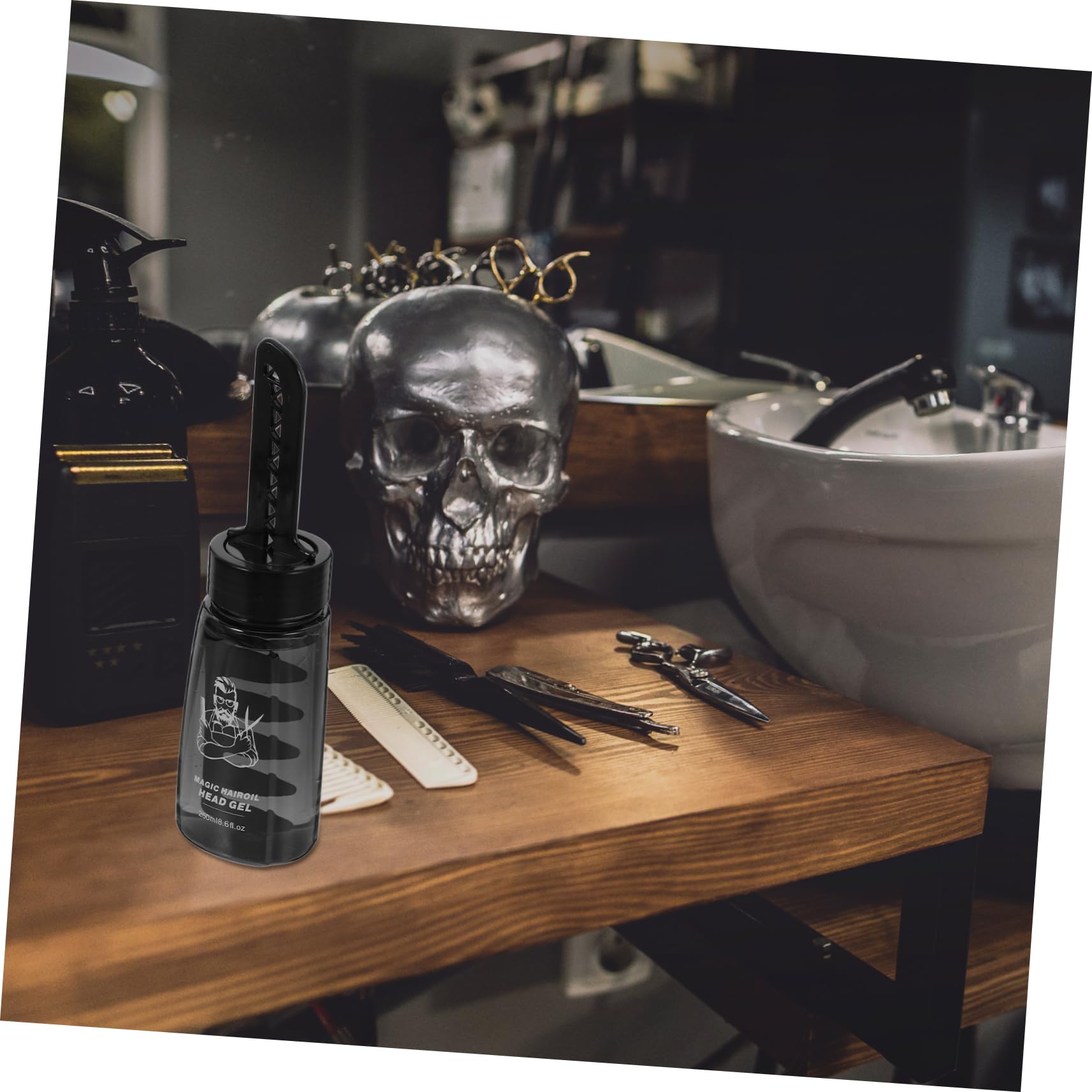 Leere Haarwachs Gel Flasche mit Kamm, 260ml, 3 Stück | Schwarz, Kunststoff Ausführung, Applikator für Styling Gel, Tragbar für Friseurbedarf